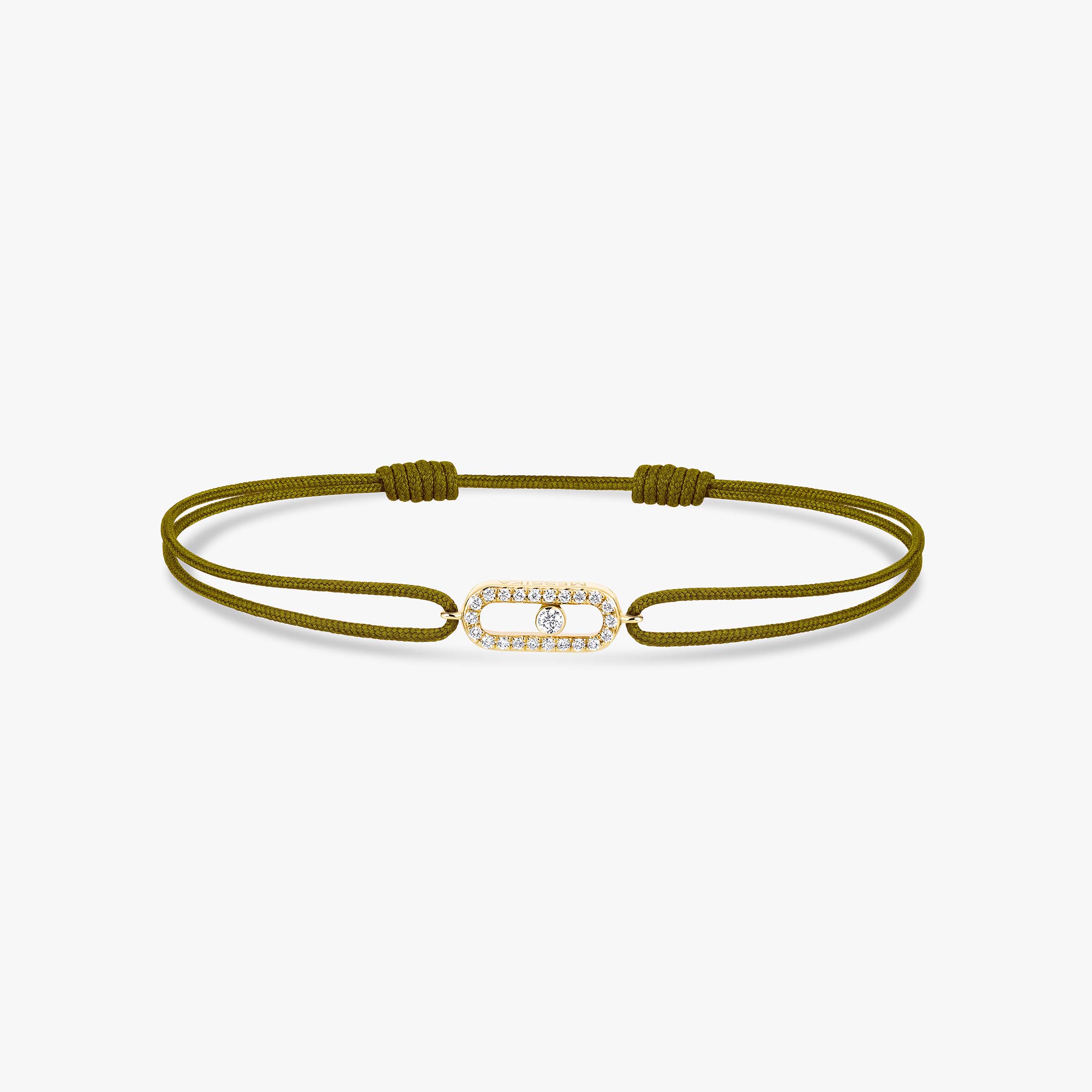 Move Uno Khaki Cord Diamond Bracelet in Yellow Gold | Messika 13860-YG