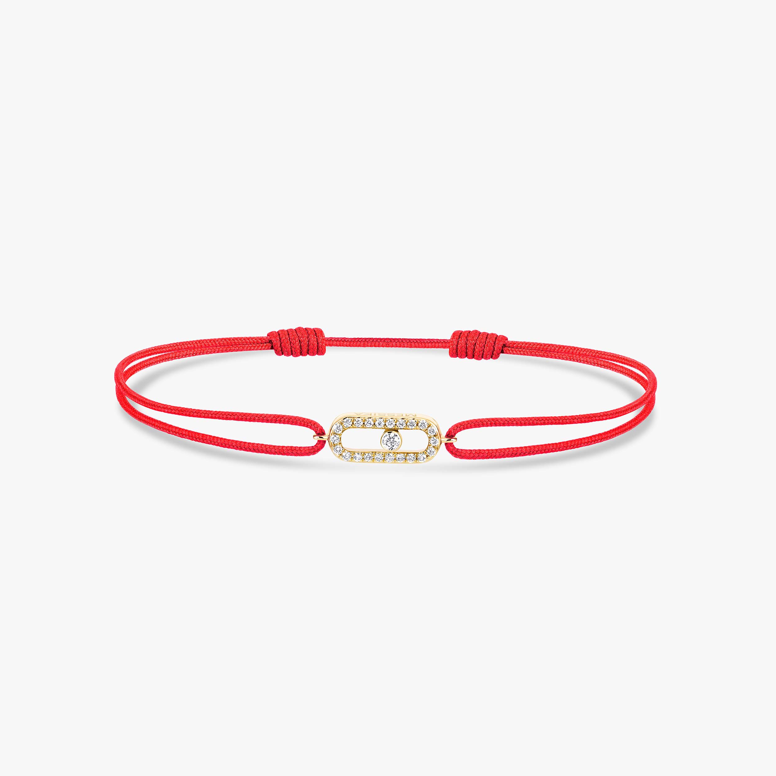 Move Uno Red Cord Diamond Bracelet in Yellow Gold | Messika 13211-YG