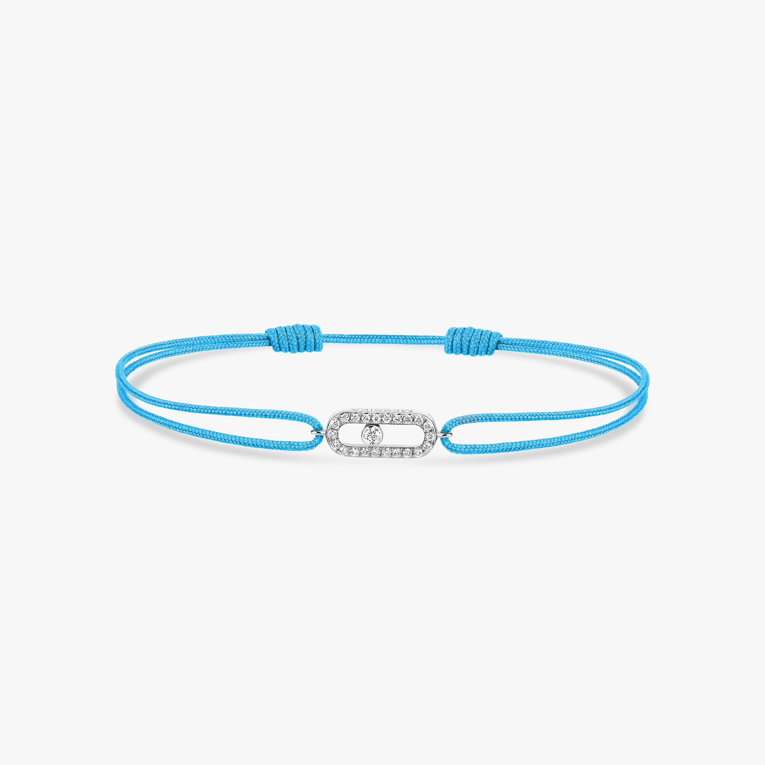 Move Uno Turquoise Cord Diamond Bracelet in White Gold | Messika