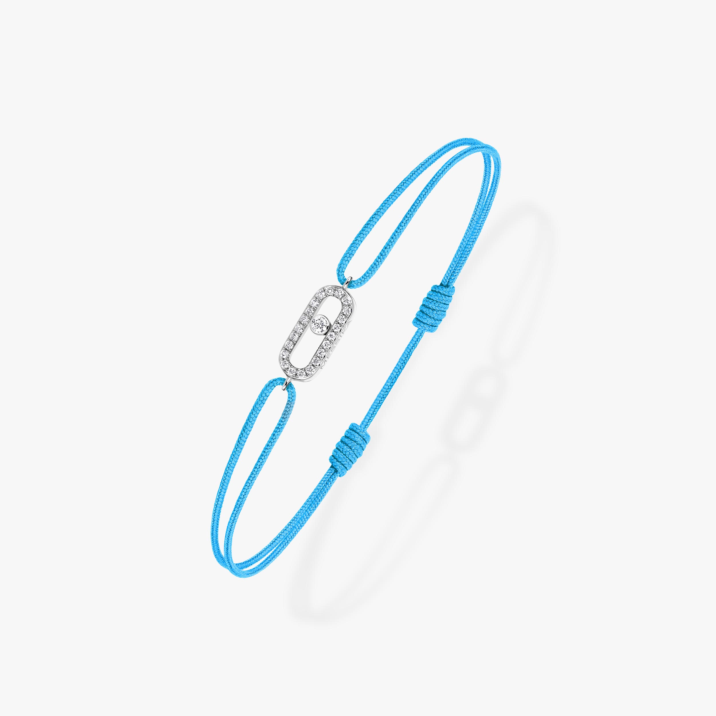 Move Uno Turquoise Cord Diamond Bracelet in White Gold | Messika