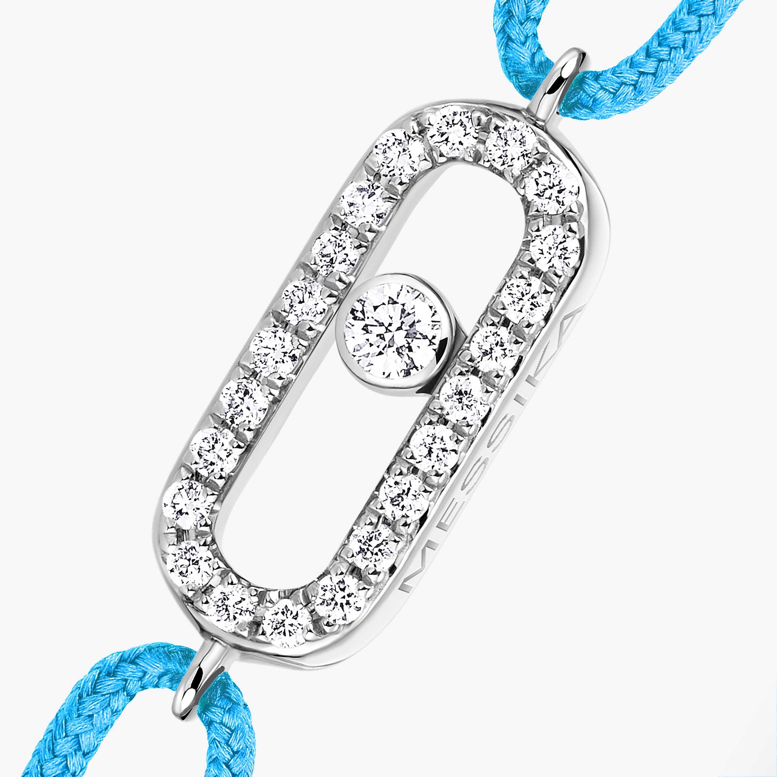 Move Uno Turquoise Cord Diamond Bracelet in White Gold | Messika