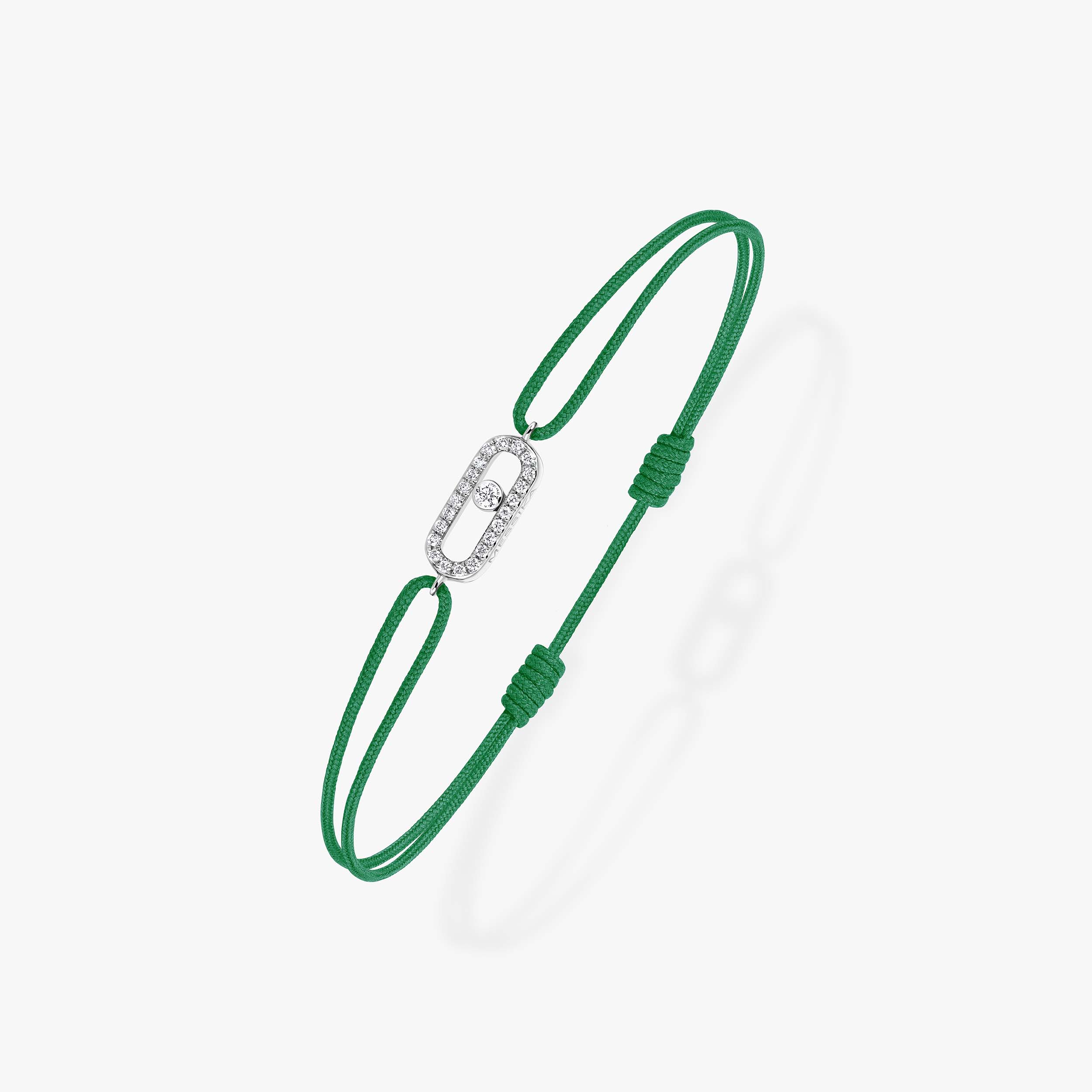 Move Uno Green Cord Diamond Bracelet in White Gold | Messika 13862-WG