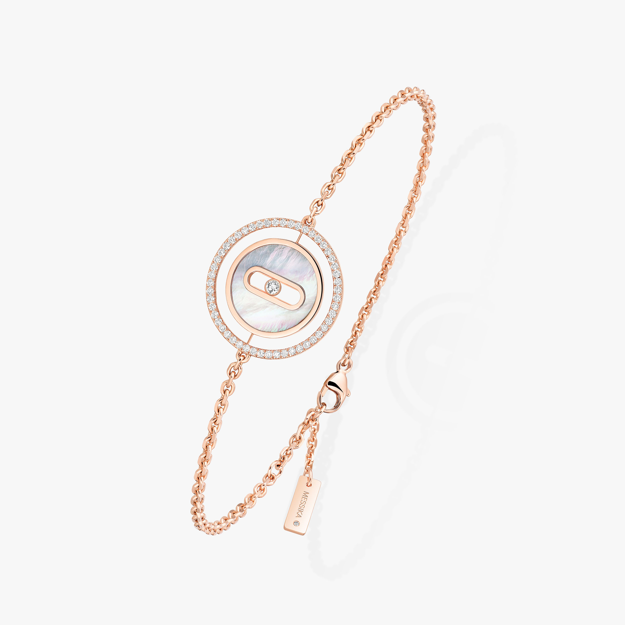 Lucky Move PM Diamond Bracelet in Pink Gold and White Mother-of