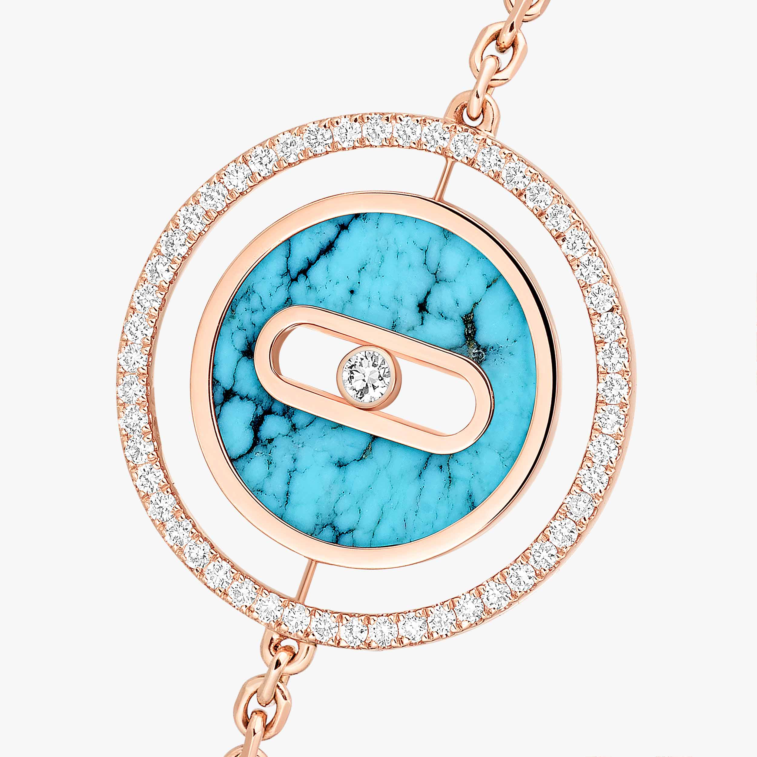 ラッキー ムーヴ》ターコイズ ピンクゴールド ダイヤモンド