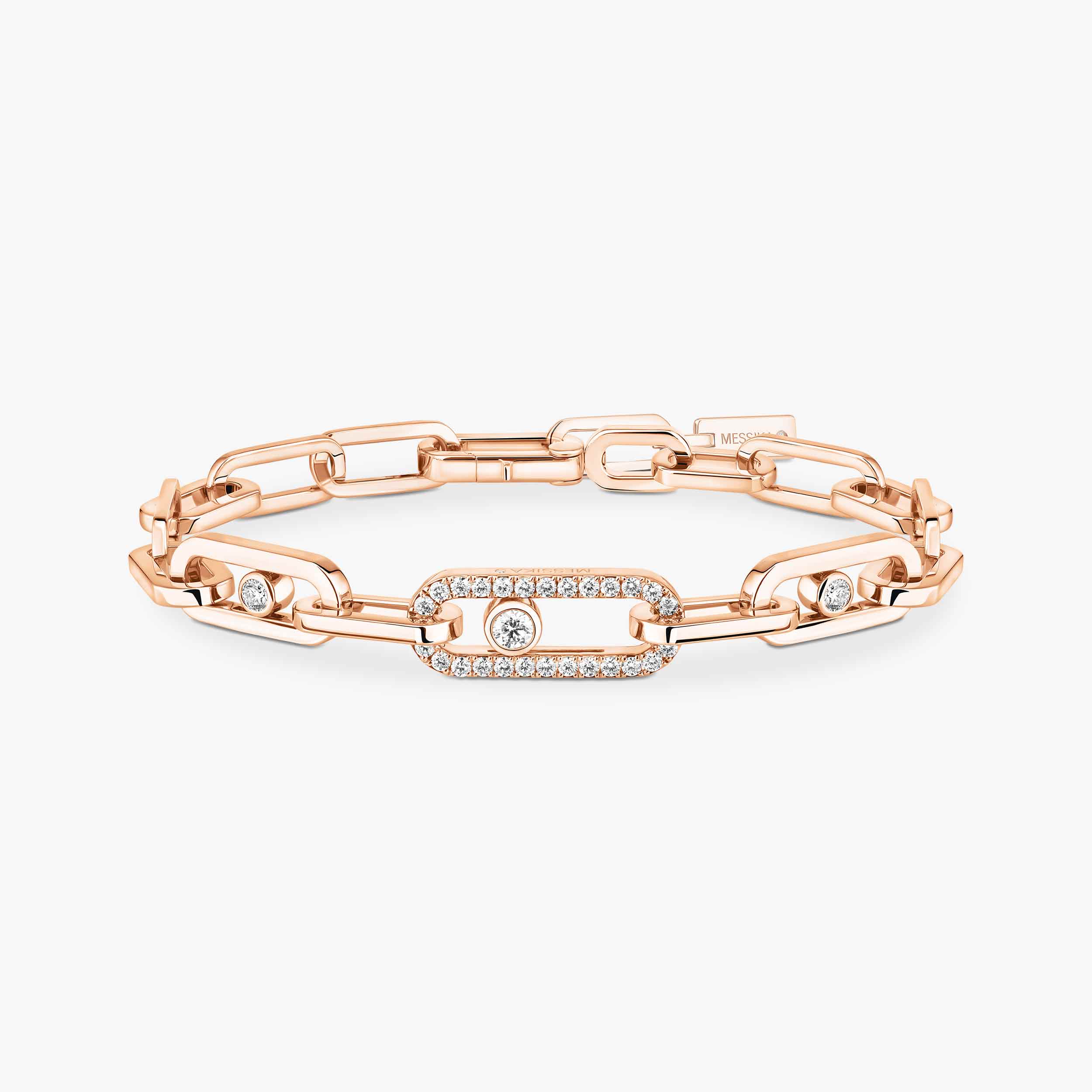 Move Link Diamond Bracelet in Pink Gold | Messika 12576-PG