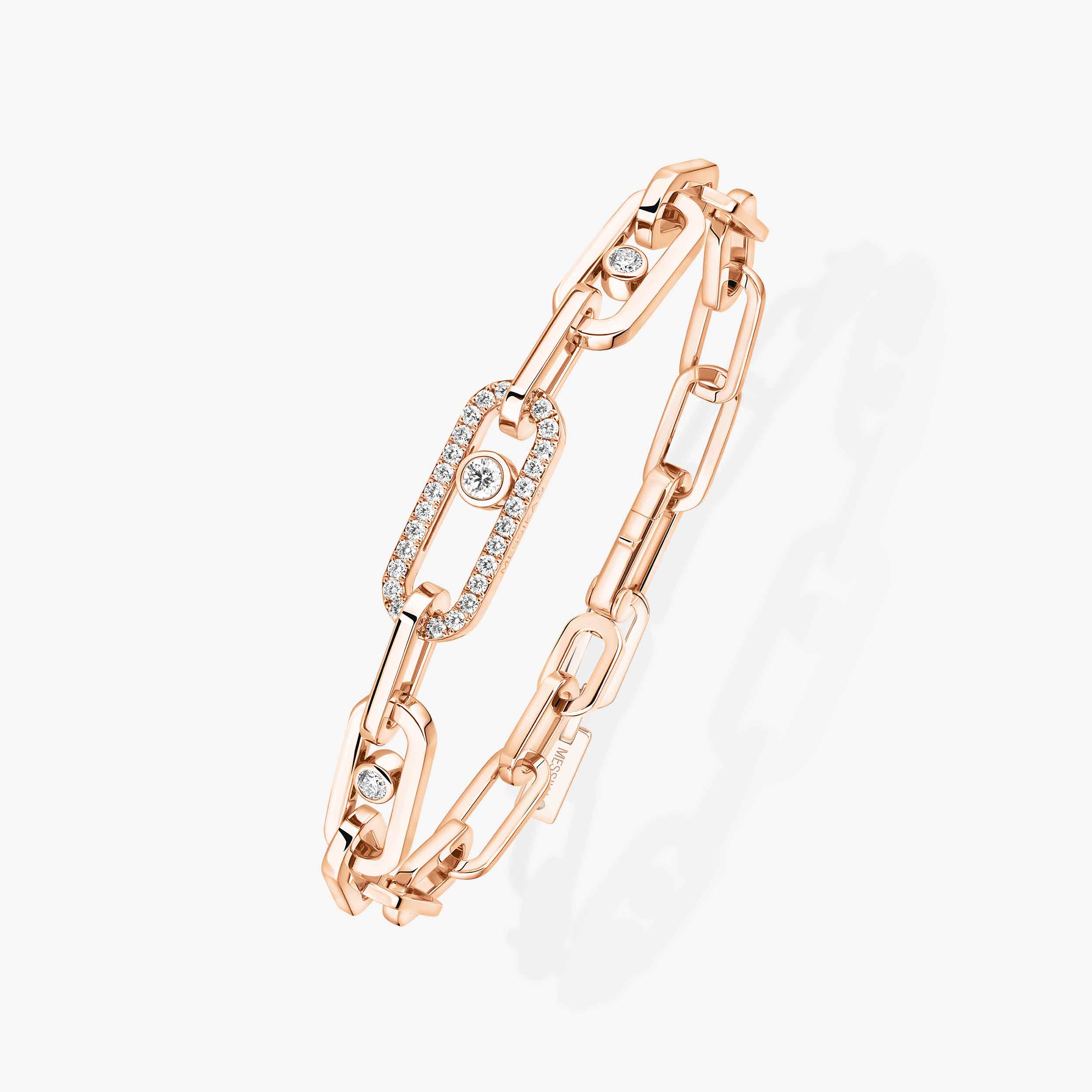 Move Link Diamond Bracelet in Pink Gold | Messika 12576-PG