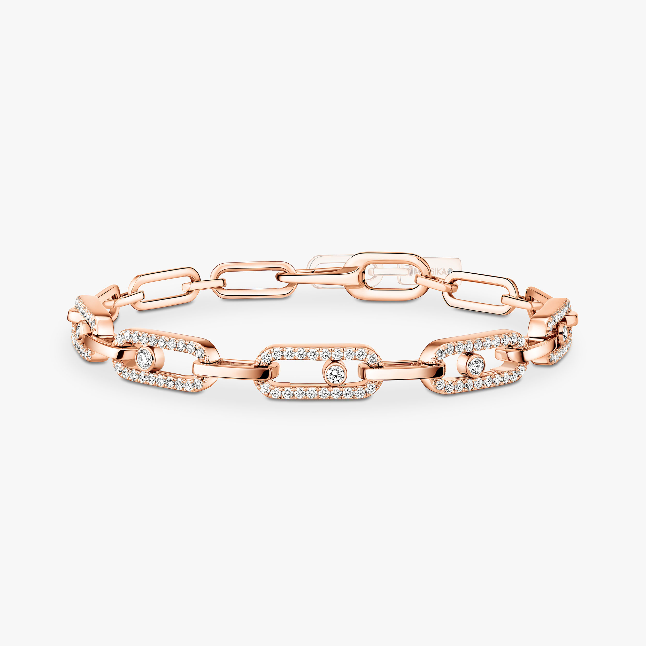 Move Link Diamond Bracelet in Pink Gold | Messika 12187-PG