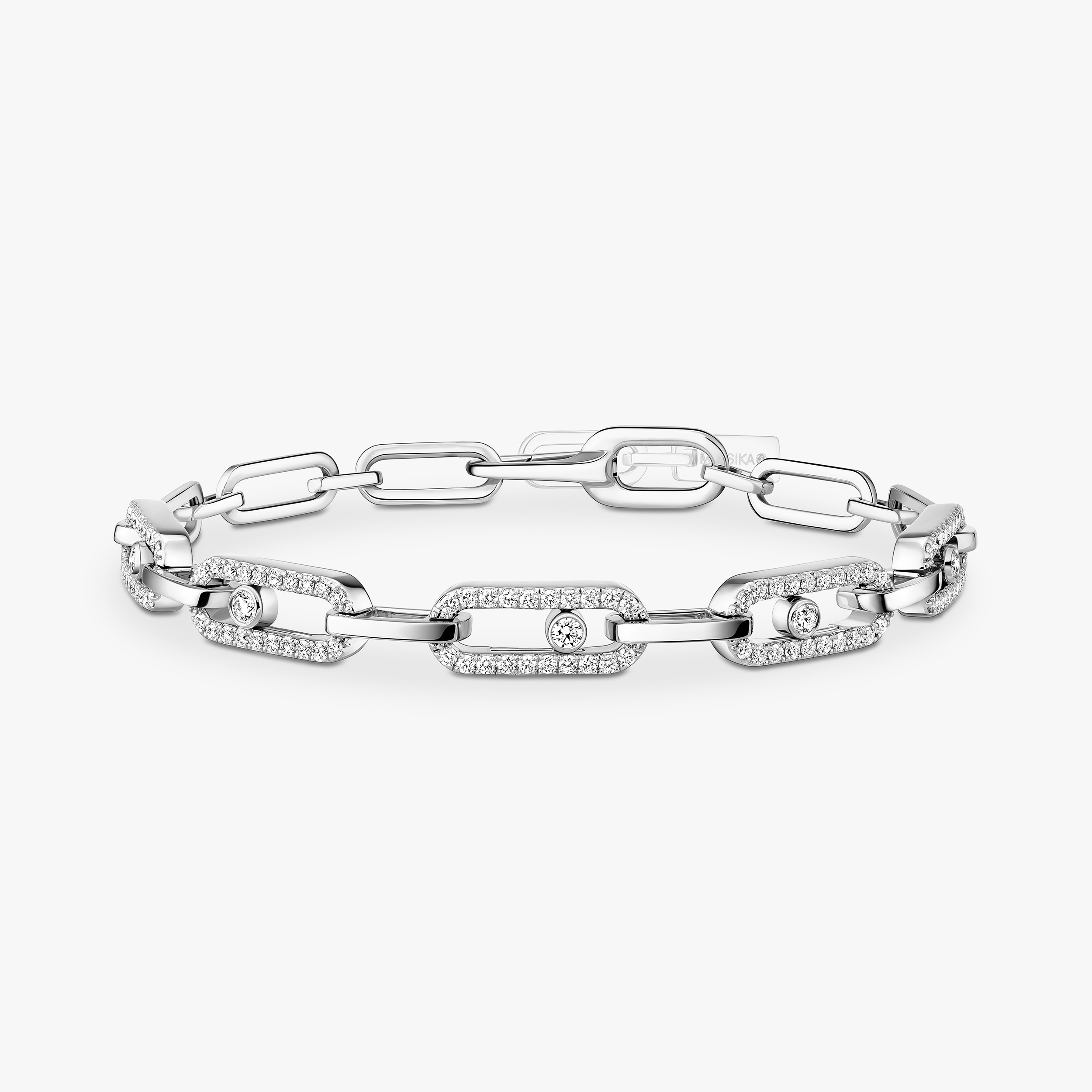 Move Link Diamond Bracelet in White Gold | Messika 12187-WG