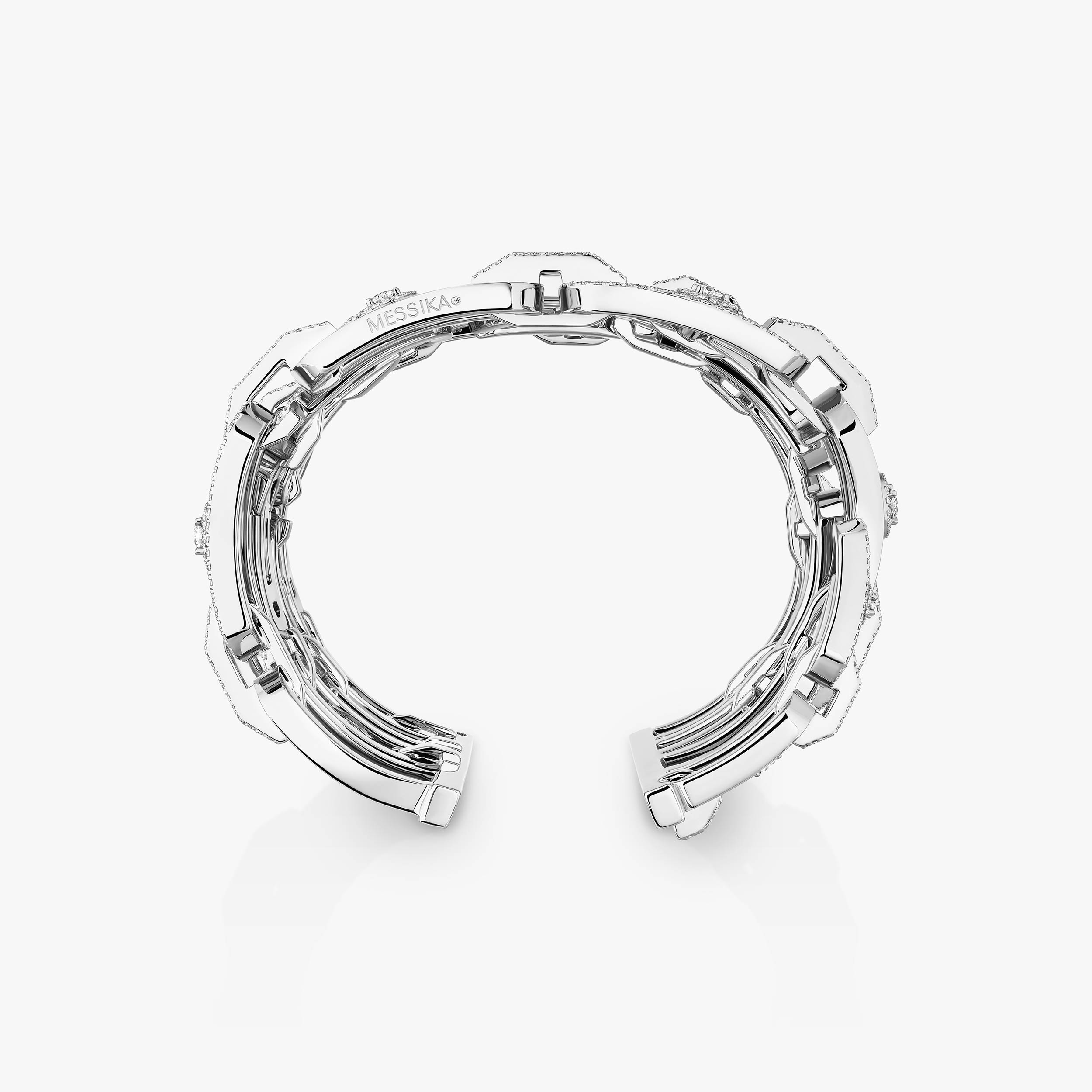 So Move Diamond Pavé Cuff Bracelet in White Gold | Messika 14387-WG