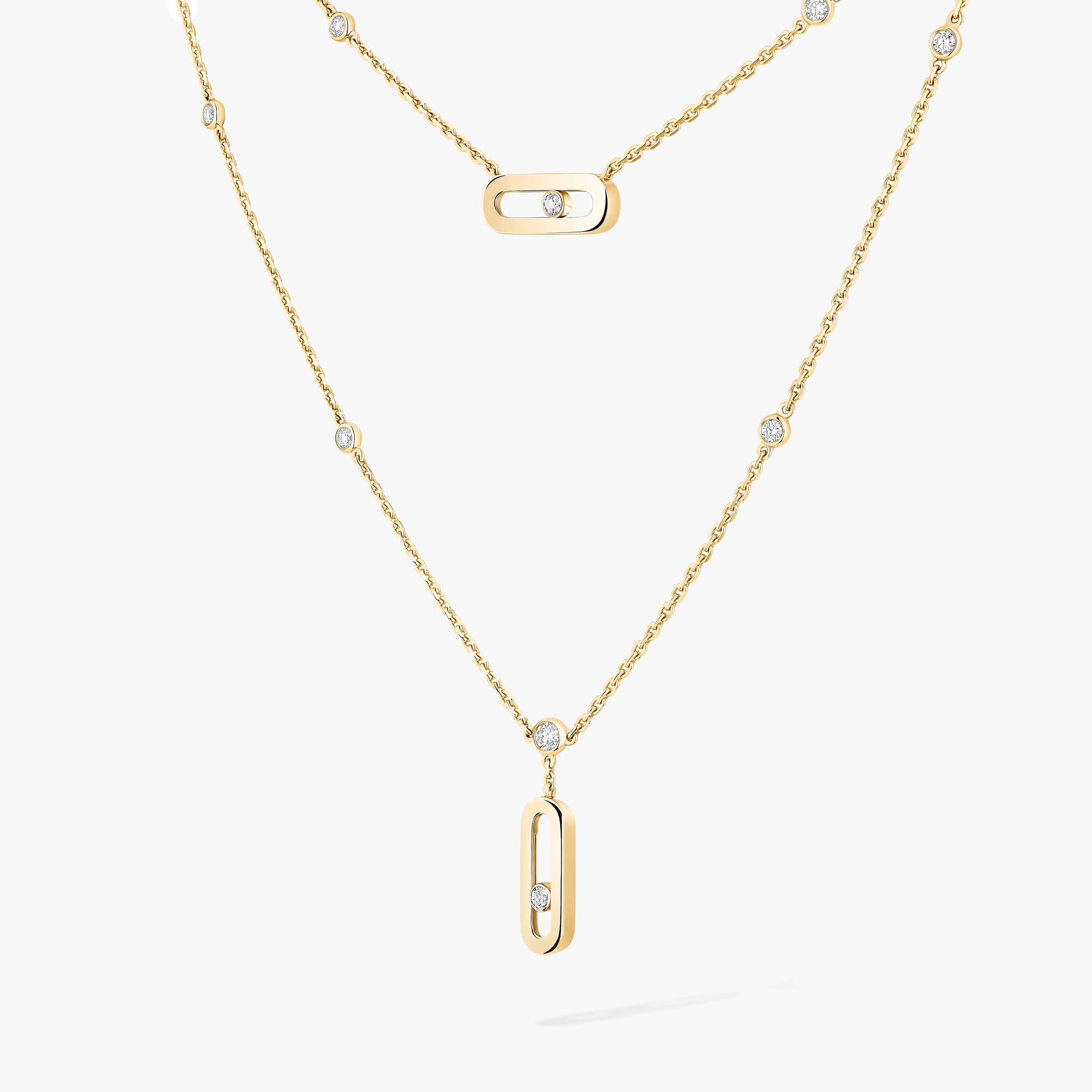 2 Rows Yellow Gold Diamond Necklace Move Uno | Messika 08852-YG