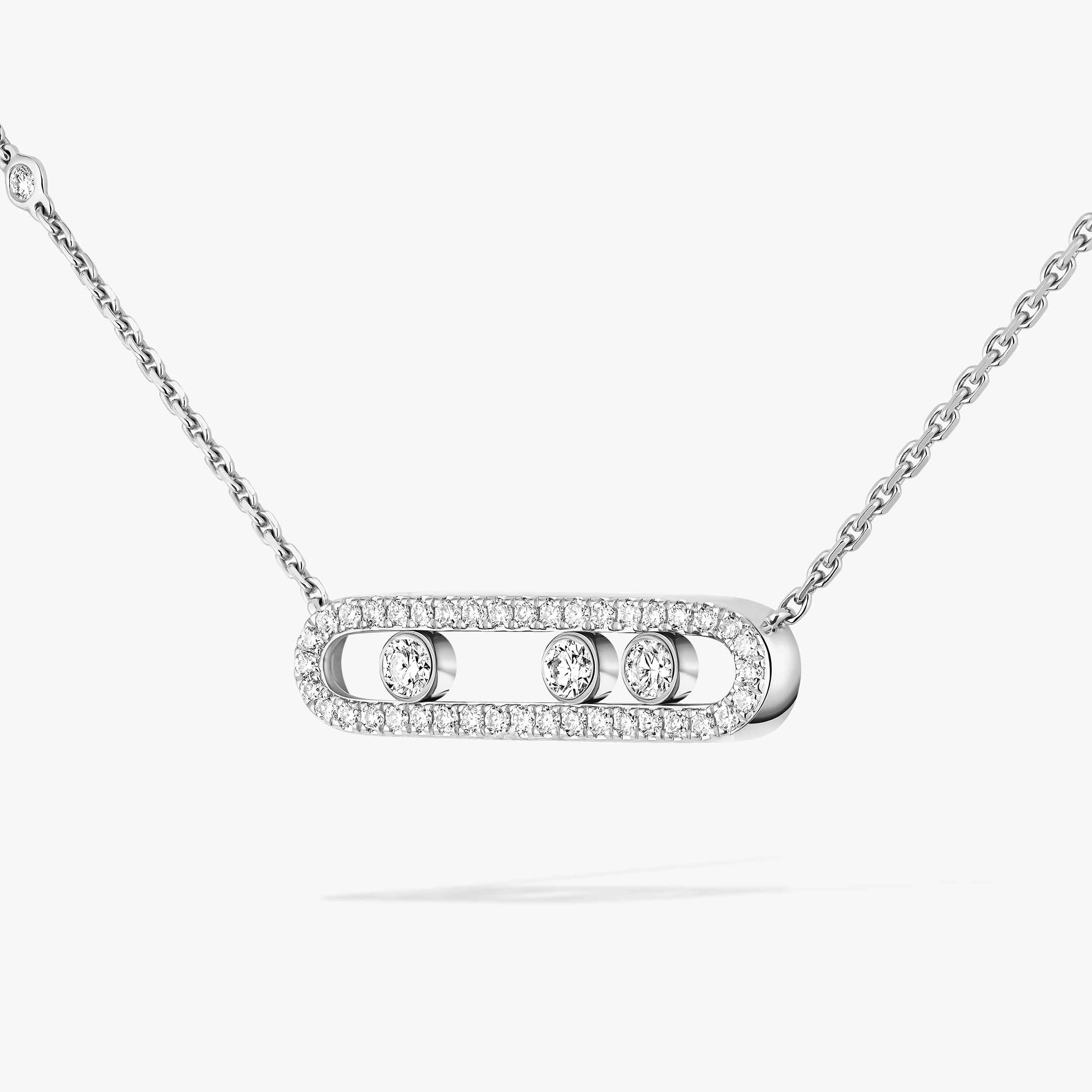 極美品 Babymove Classique 3ダイヤ パヴェネックレス ベビー ムーヴ》 ホワイトゴールド＆ダイヤモンド パヴェ ネックレス