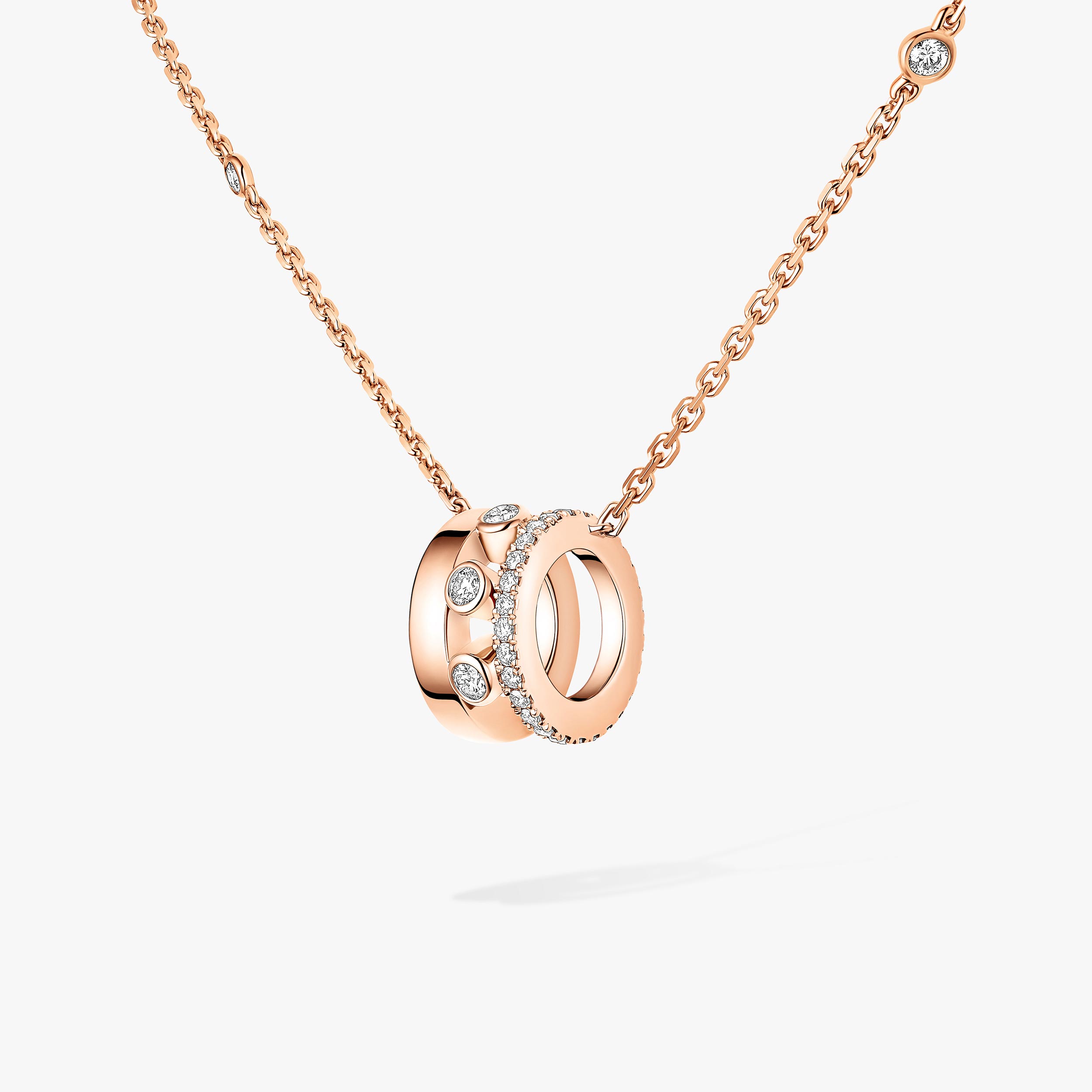 Pink Gold Diamond Pendant Necklace Move Romane | Messika 07158-PG