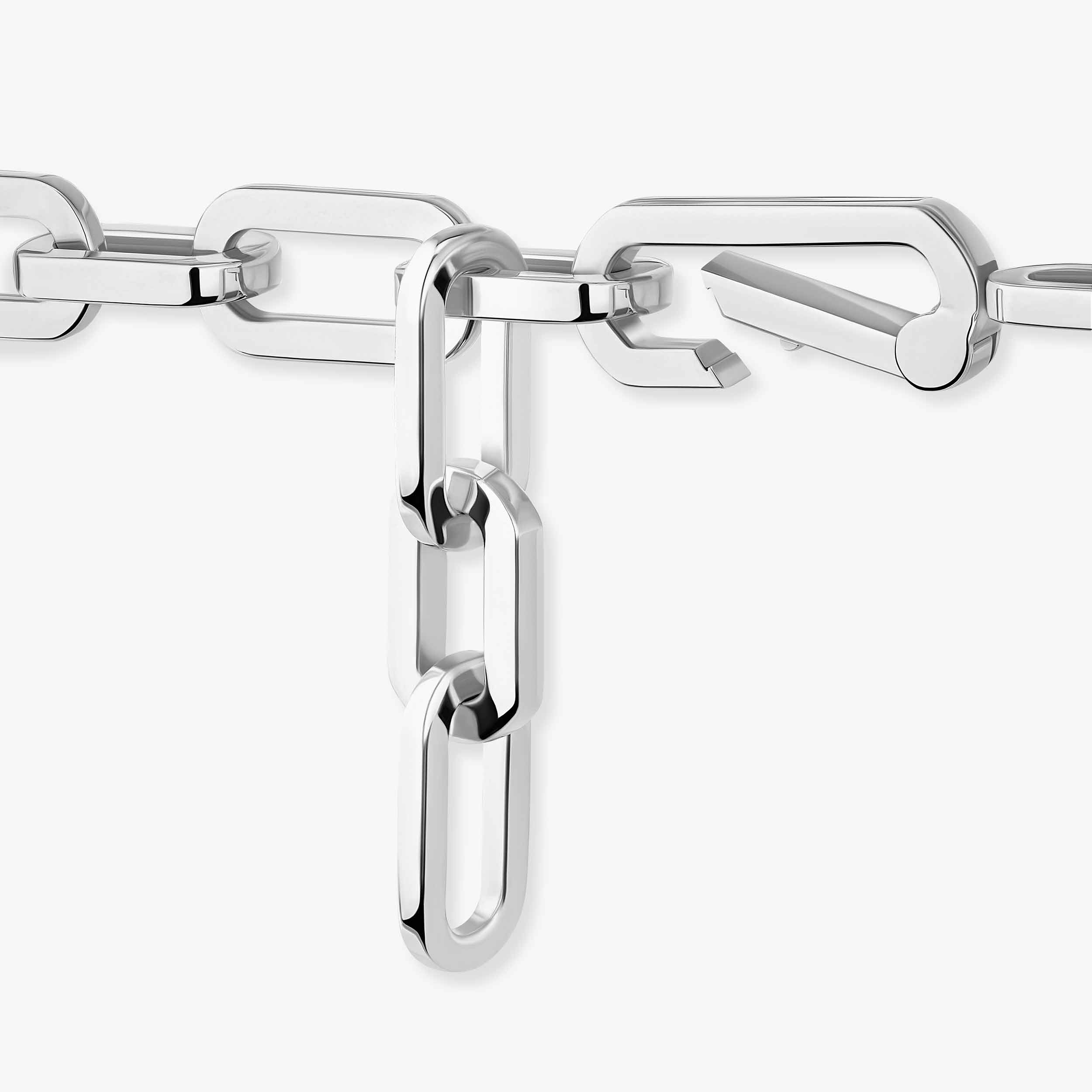 Move Link 3-Row Diamond Necklace in White Gold | Messika 14437-WG