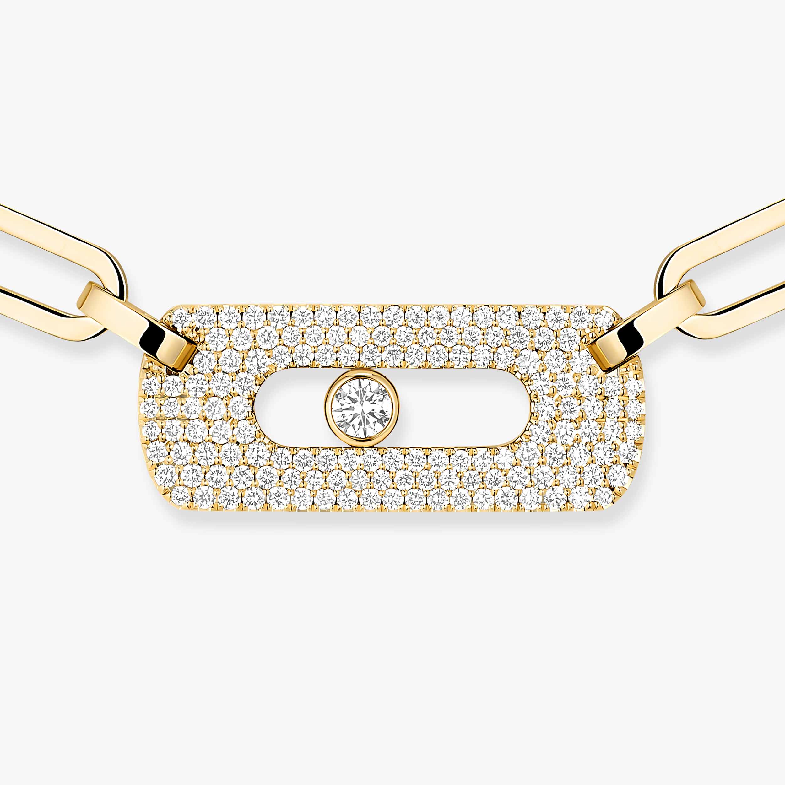Move Link Diamond Necklace in Yellow Gold | Messika 12095-YG