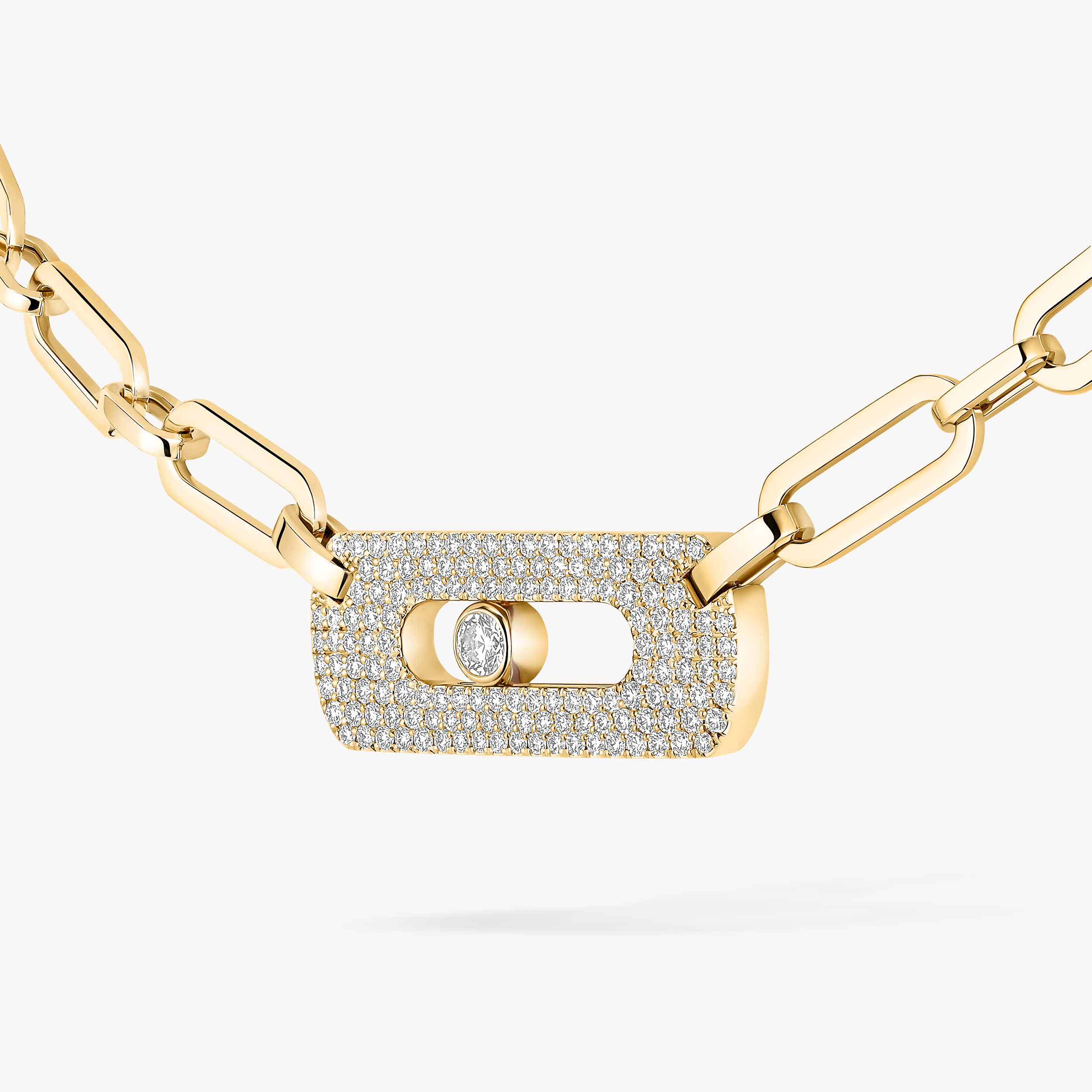 Move Link Diamond Necklace in Yellow Gold | Messika 12095-YG