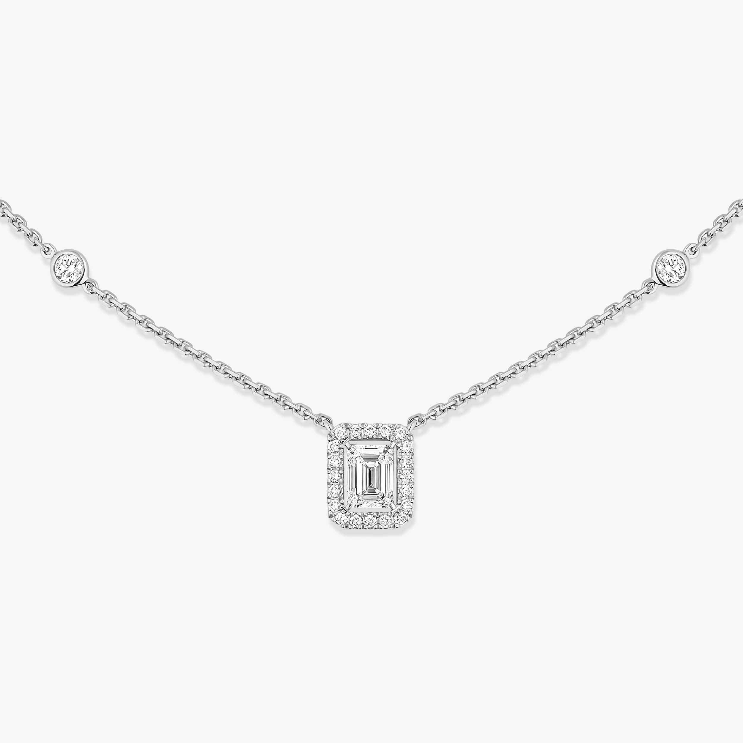 Joy Emerald-cut Diamond Necklace in White Gold | Messika 15088-WG