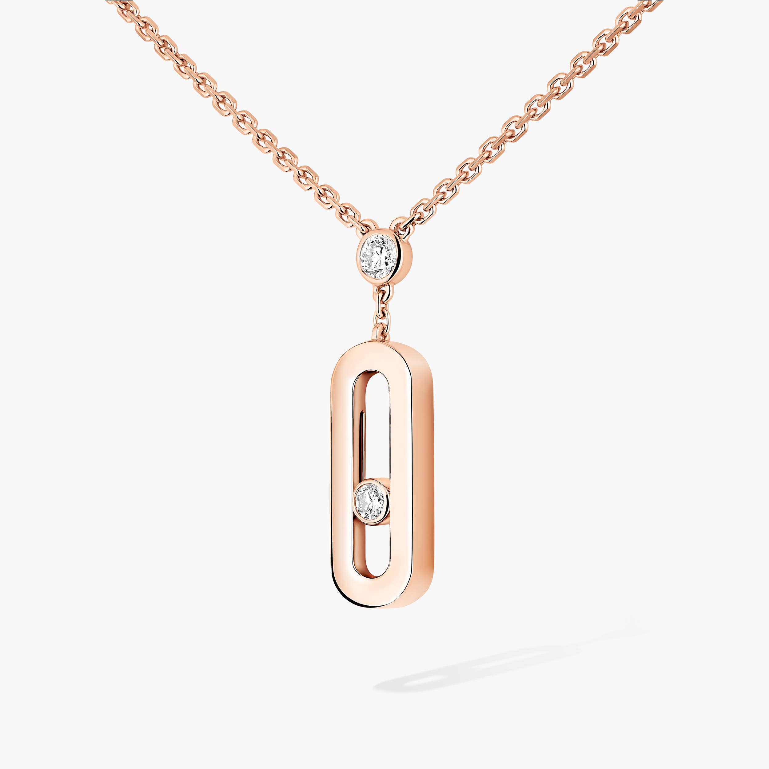 Pink Gold Diamond Long Necklace Move Uno | Messika 10111-WG
