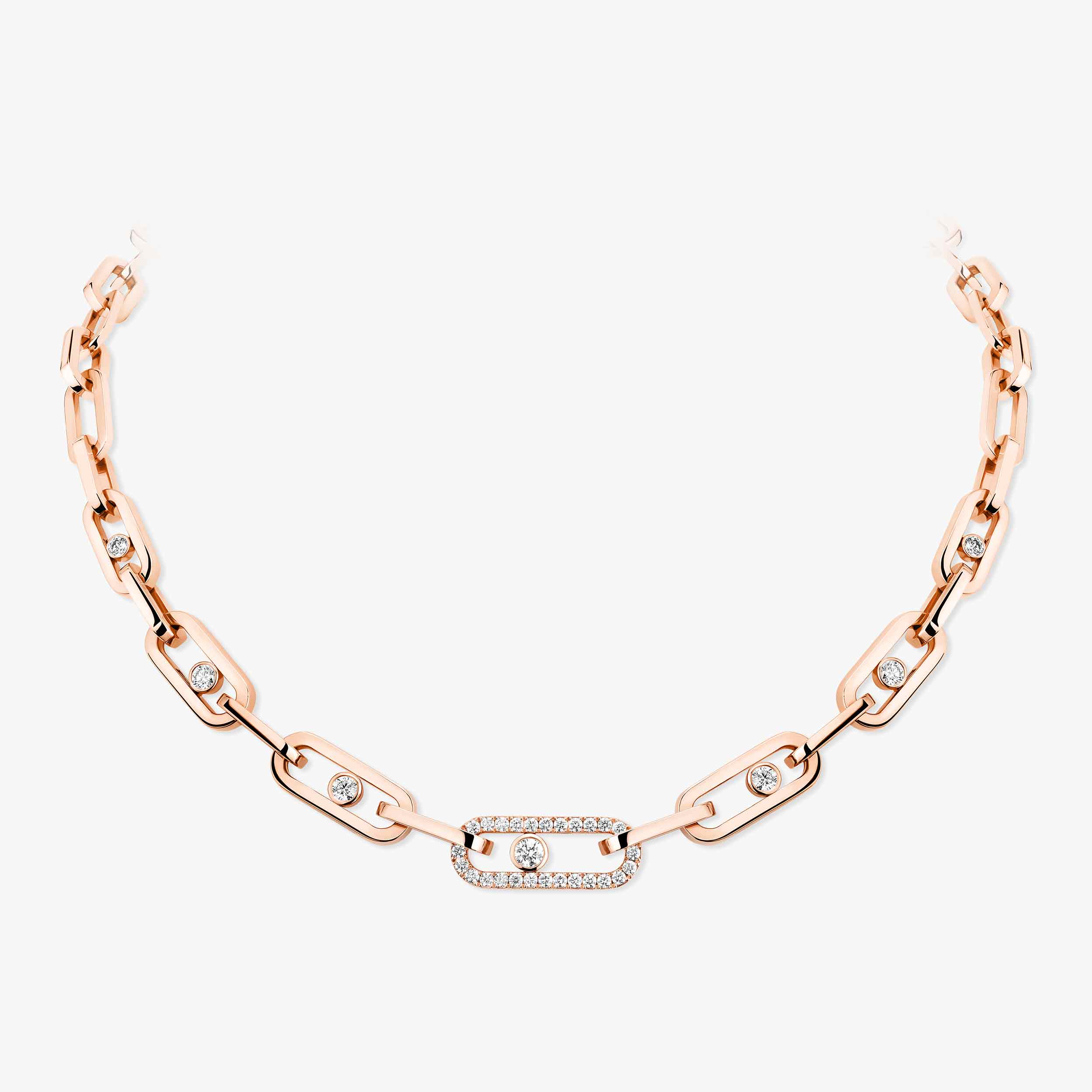 Move Link Diamond Necklace in Pink Gold | Messika 12853-PG