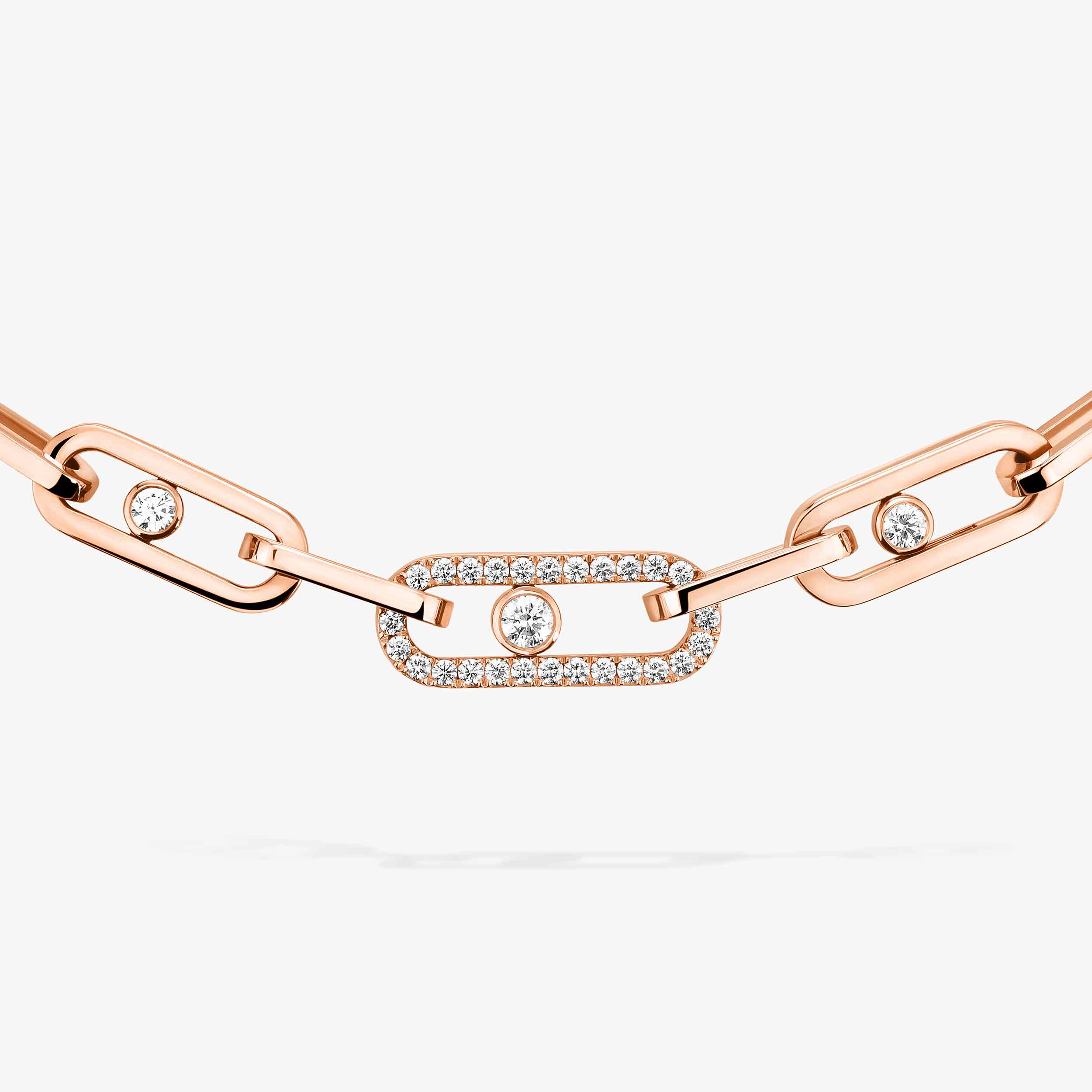 Move Link Diamond Necklace in Pink Gold | Messika 12853-PG