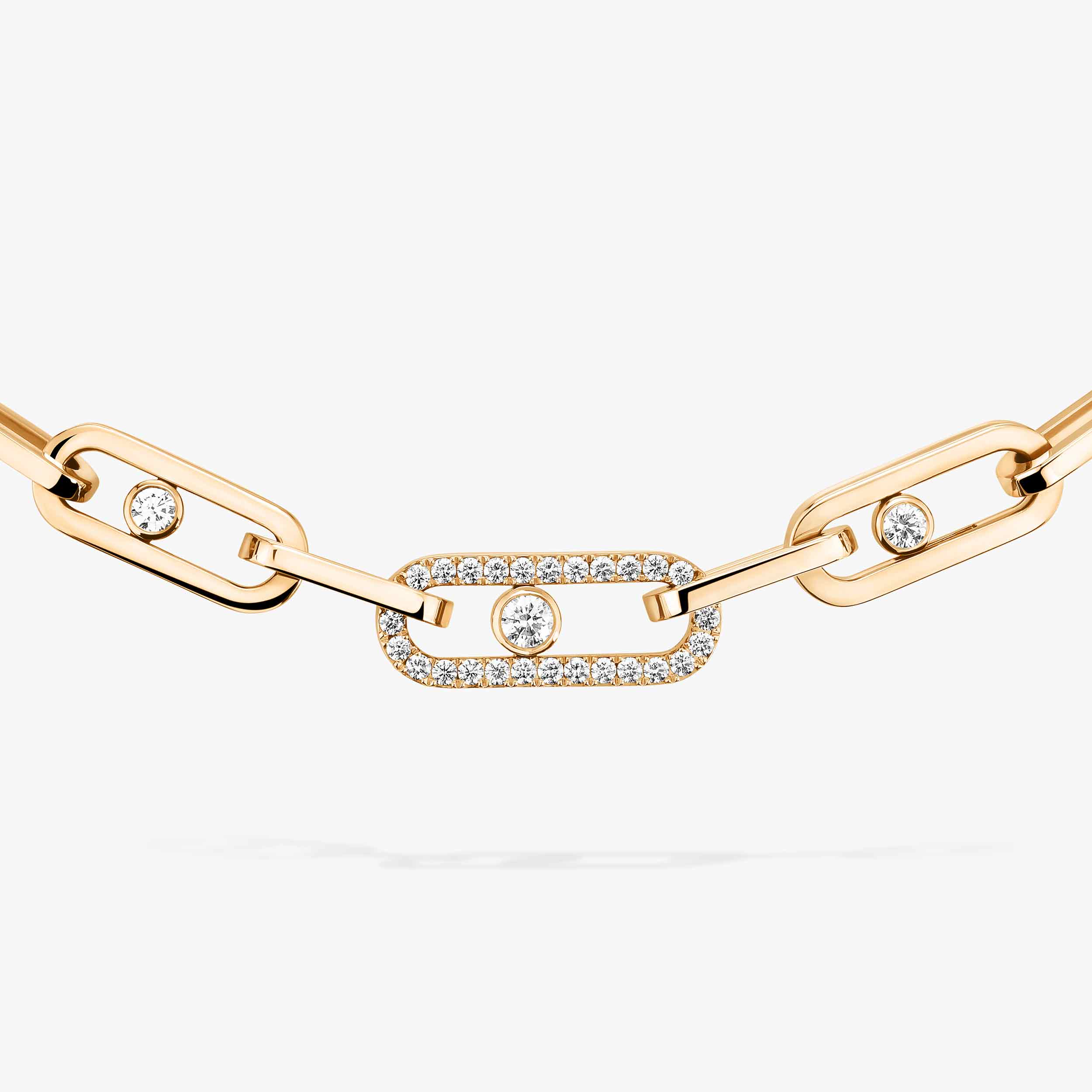 Move Link Diamond Necklace in Yellow Gold | Messika 12853-YG