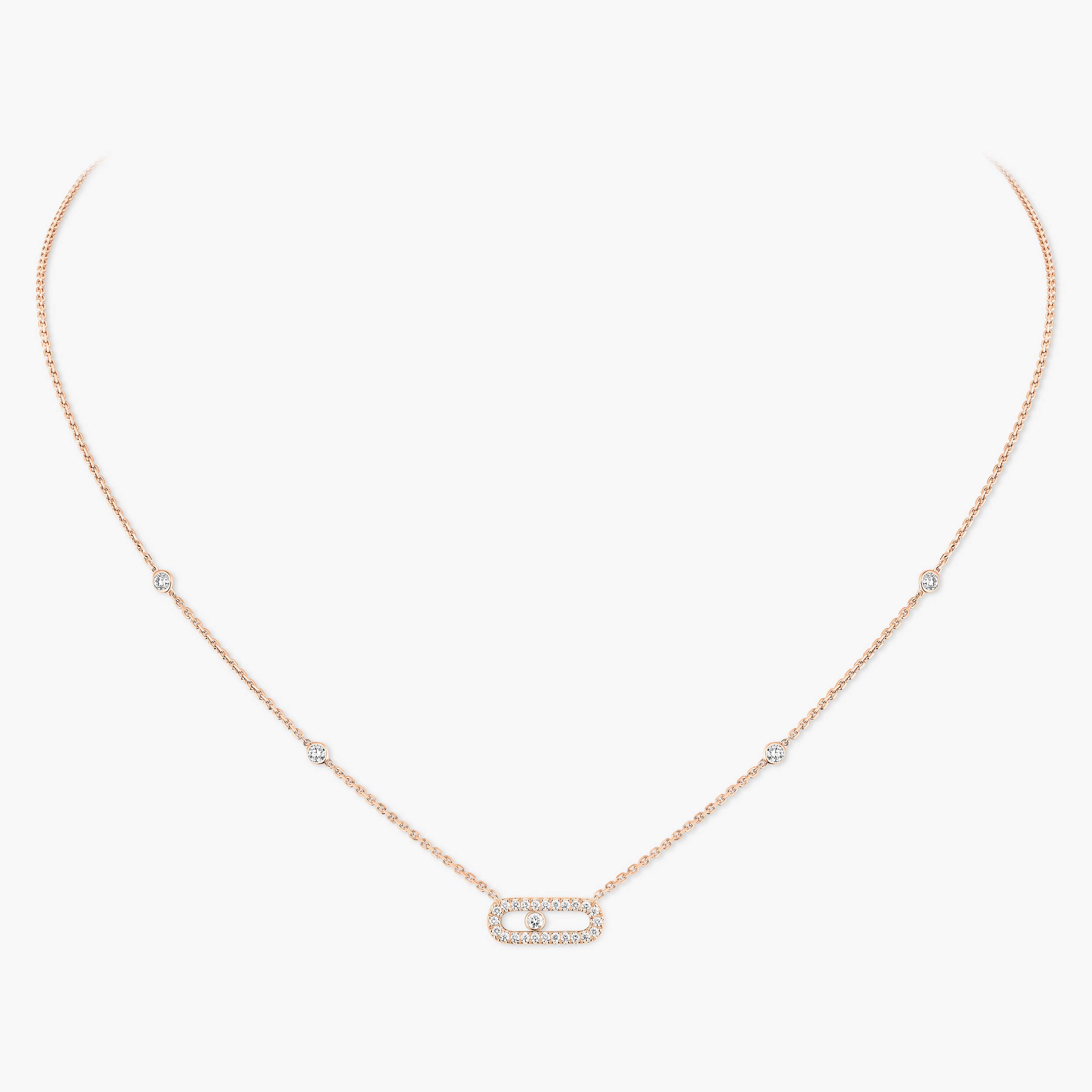 Pink Gold Diamond Necklace Move Uno | Messika 04708-PG