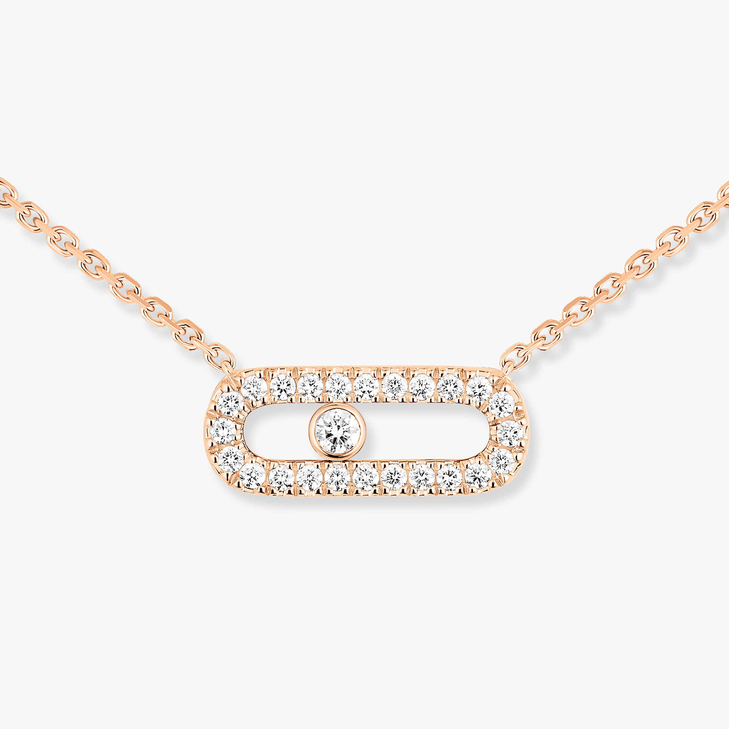 Pink Gold Diamond Necklace Move Uno | Messika 04708-PG