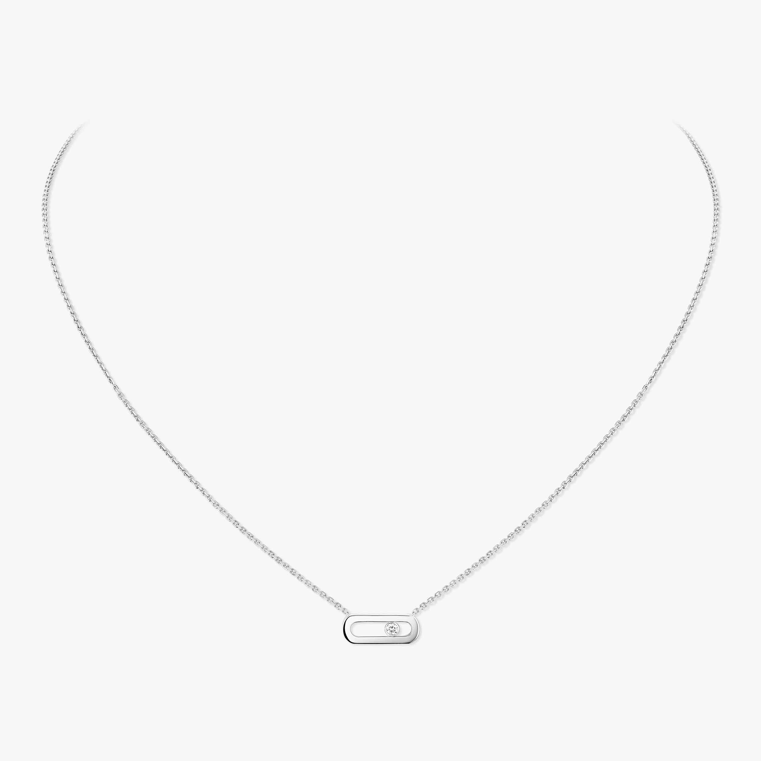 Move Uno Diamond Necklace in White Gold | Messika 14613-WG