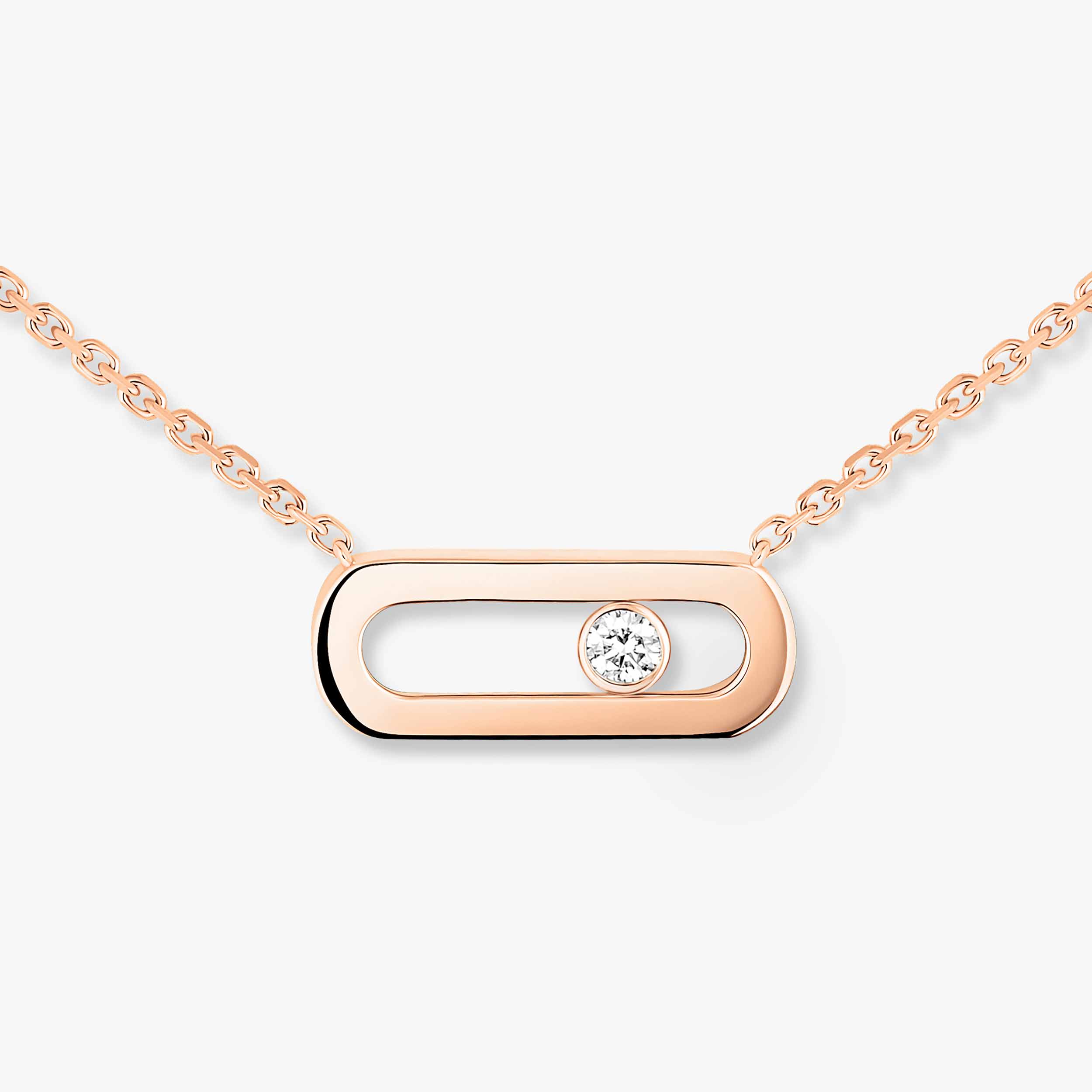Move Uno Diamond Necklace in Pink Gold | Messika 14613-PG