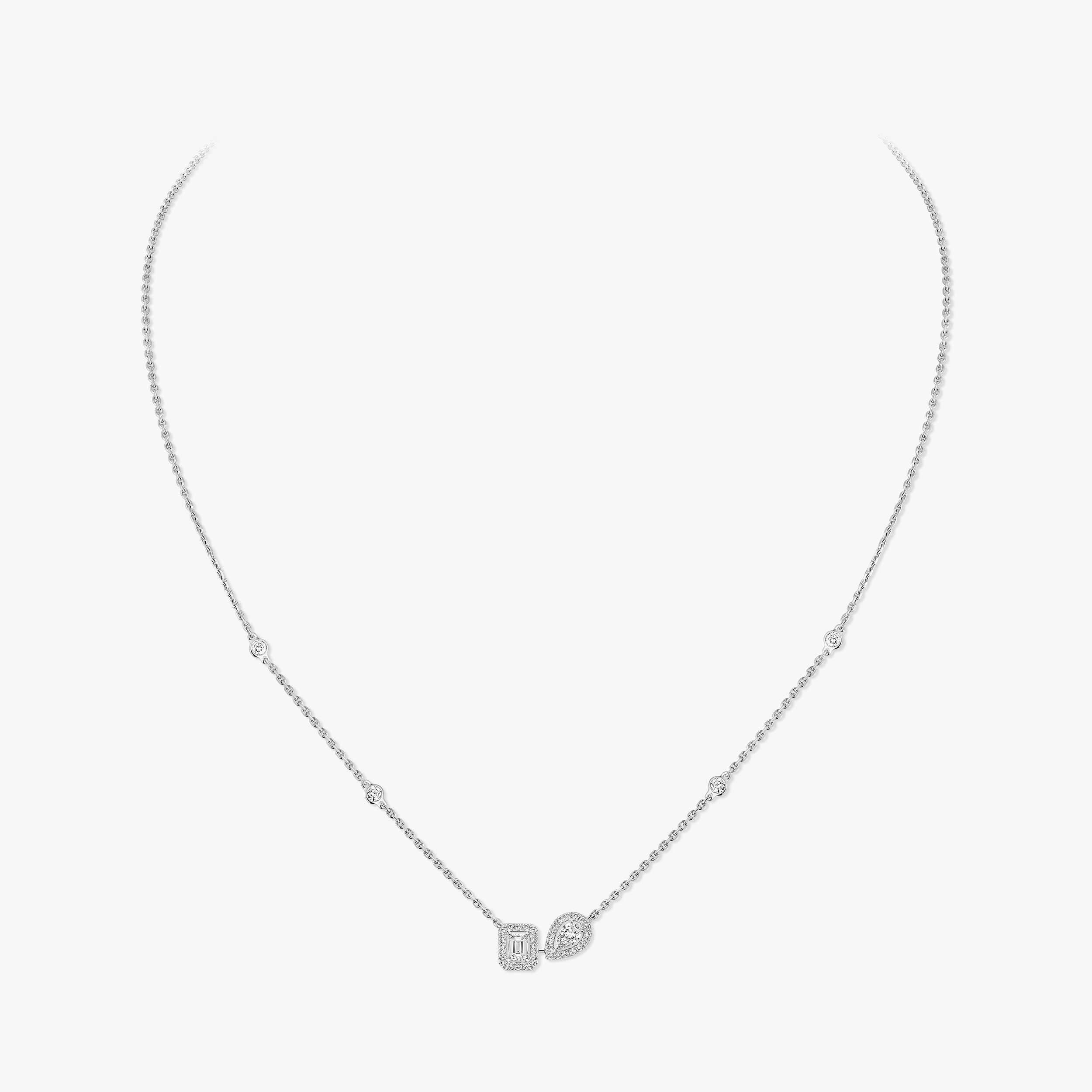 mika My Twin Diamond Necklace in White Gold | Messika 14534-WG
