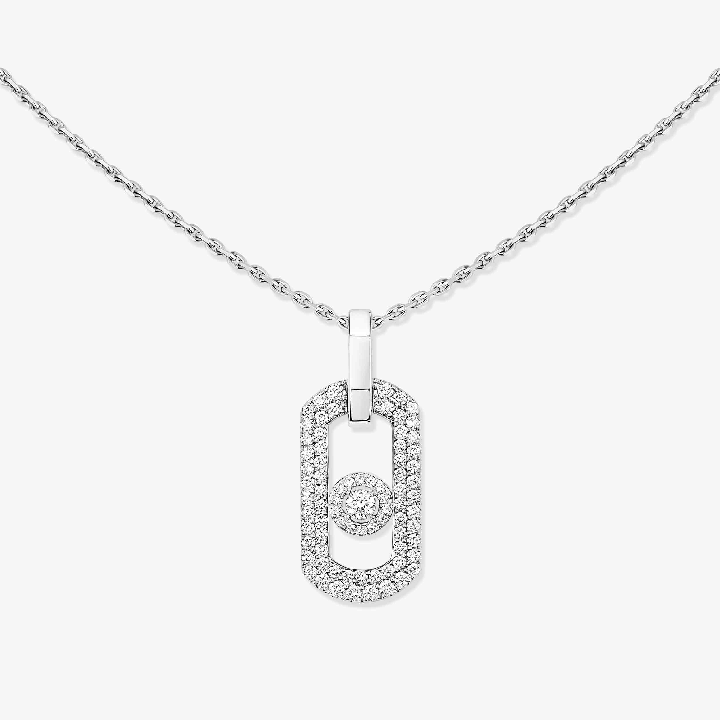 So Move Pavé Diamond Necklace in White Gold | Messika 14966-WG