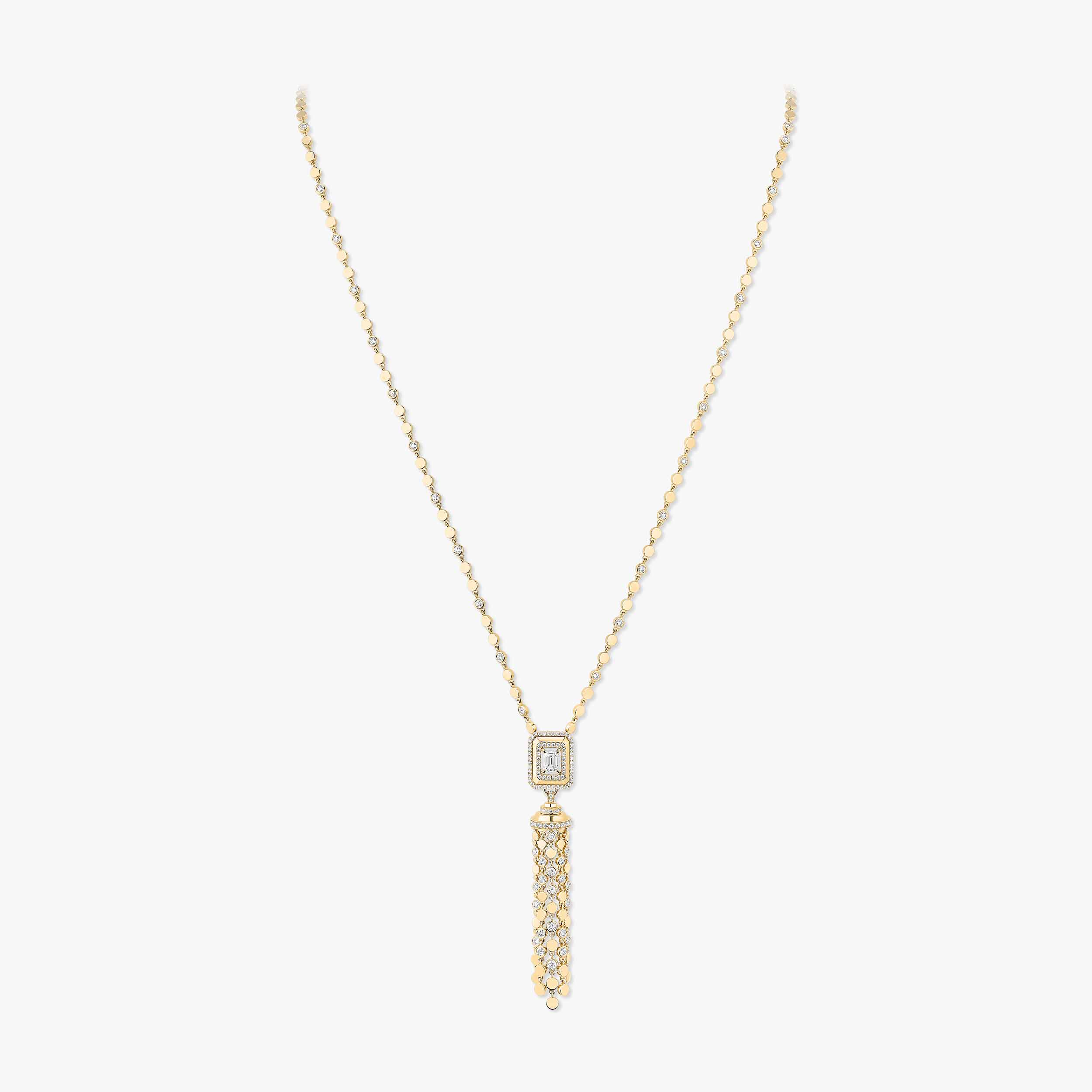 D-Vibes Diamond Tassel Necklace in Yellow Gold | Messika 14257-YG