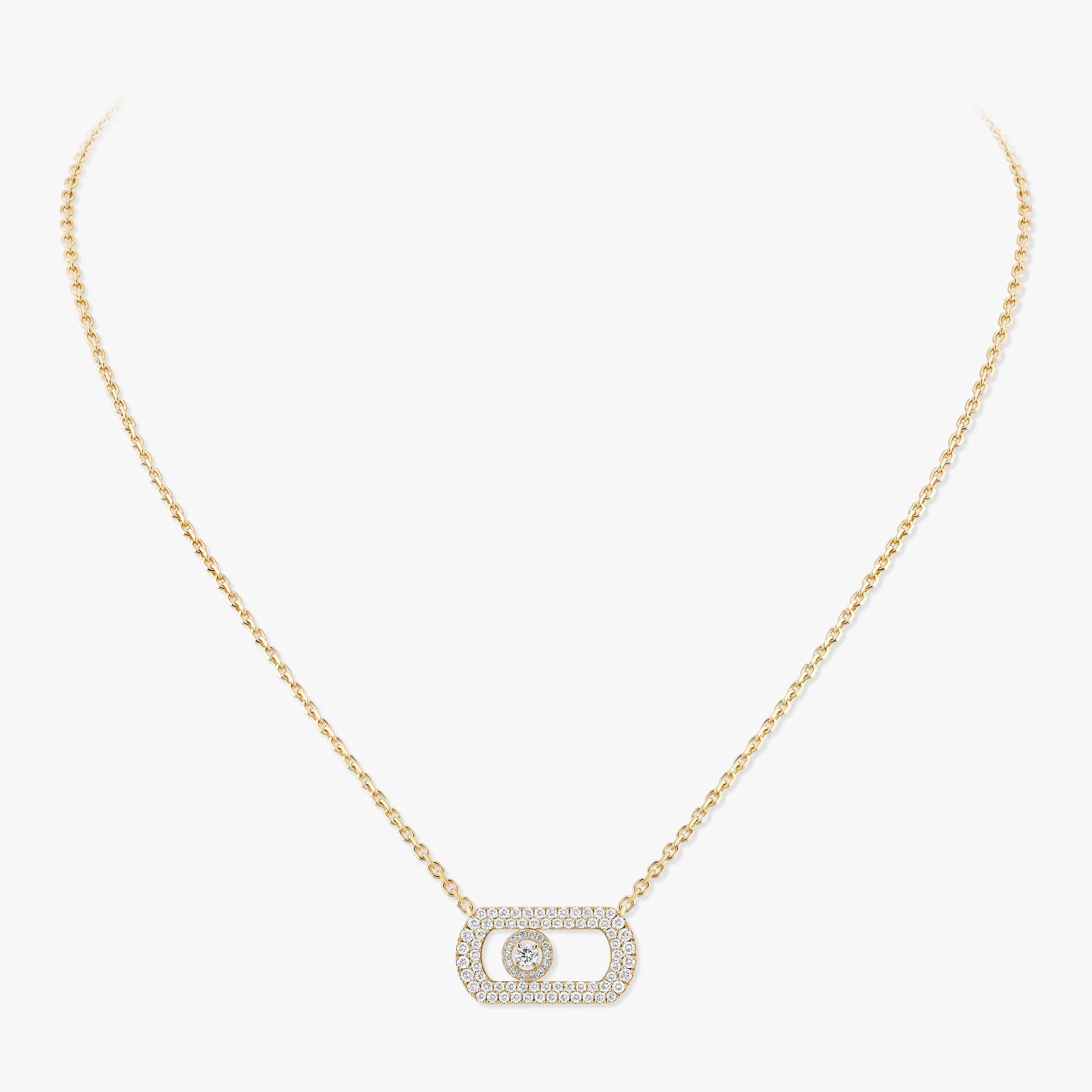 So Move Pavé-Set Diamond Necklace in Yellow Gold | Messika 12945-YG