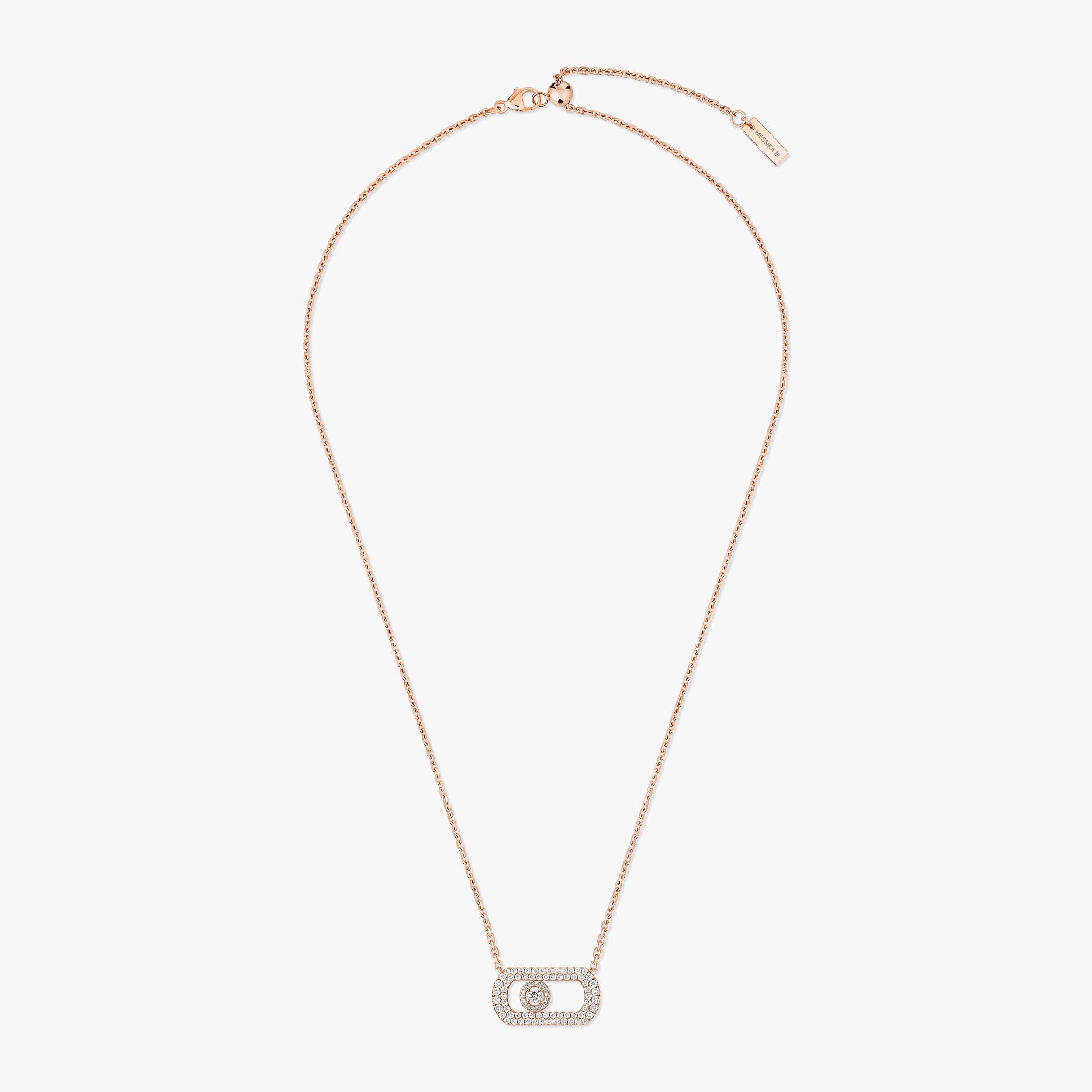 So Move Pavé-Set Diamond Necklace in Pink Gold | Messika 12945-PG