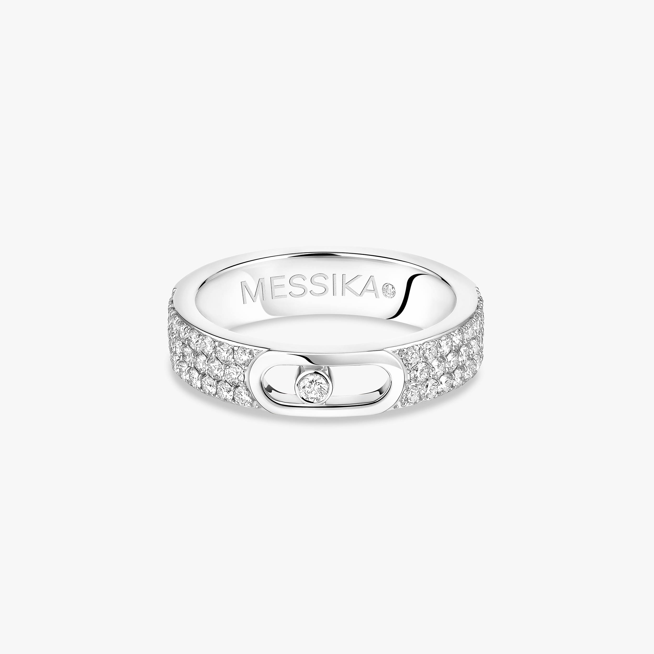 Bague Femme Or Blanc Diamant Alliance Move Joaillerie Pavée 13555-WG