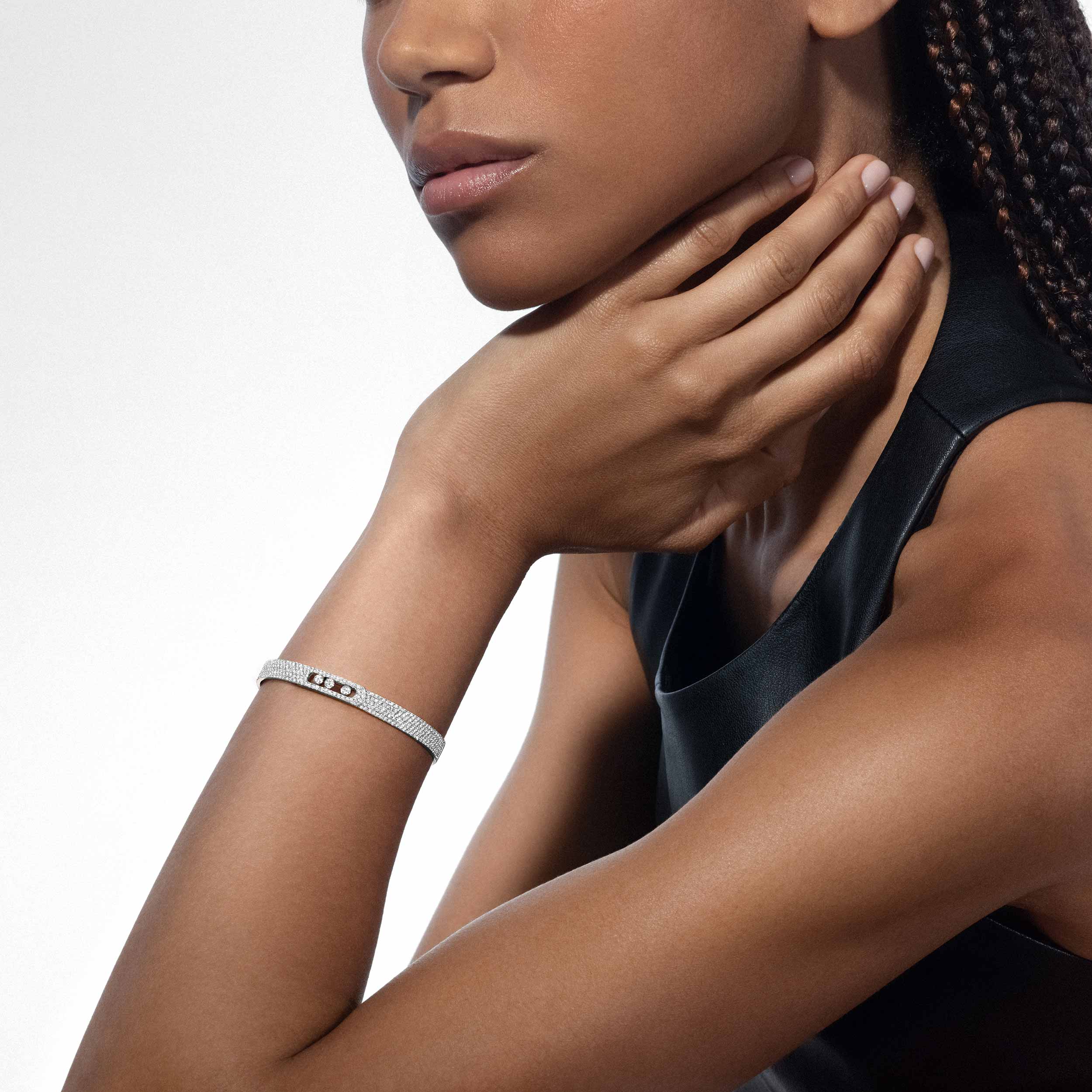 Vollständig mit Diamanten ausgefasster Move Noa Armreif Für sie Diamant Armband Weißgold 12722-WG