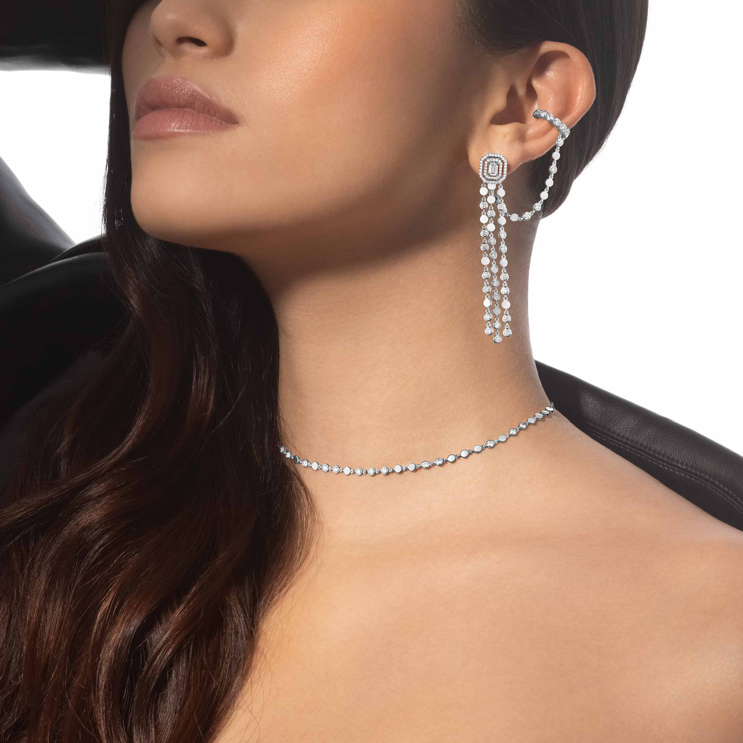 D-Vibes Multi-Row earrings White Gold For Her Diamond Earrings 12432-WG
