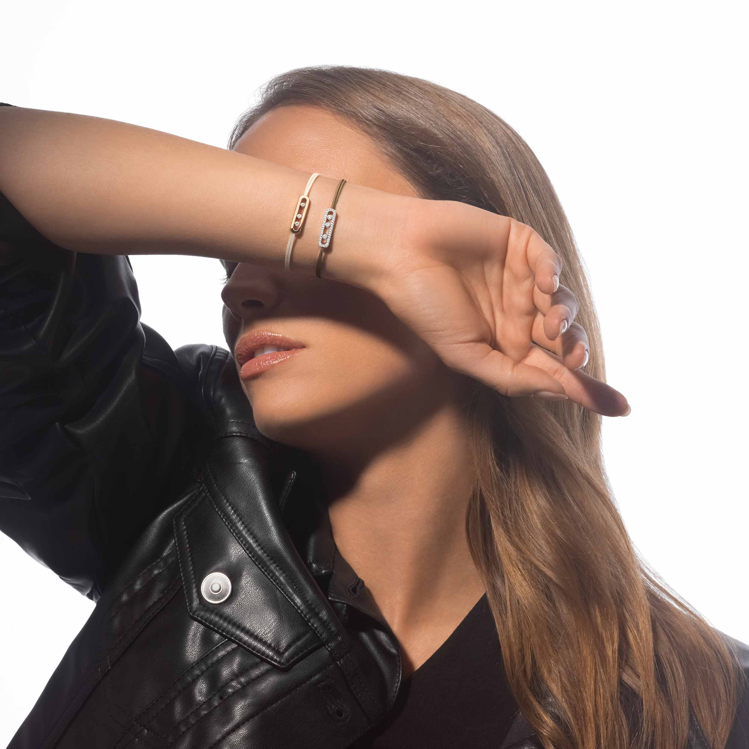 MESSIKA CARE(s) Diamond Pavé Khaki Cord Bracelet in White Gold