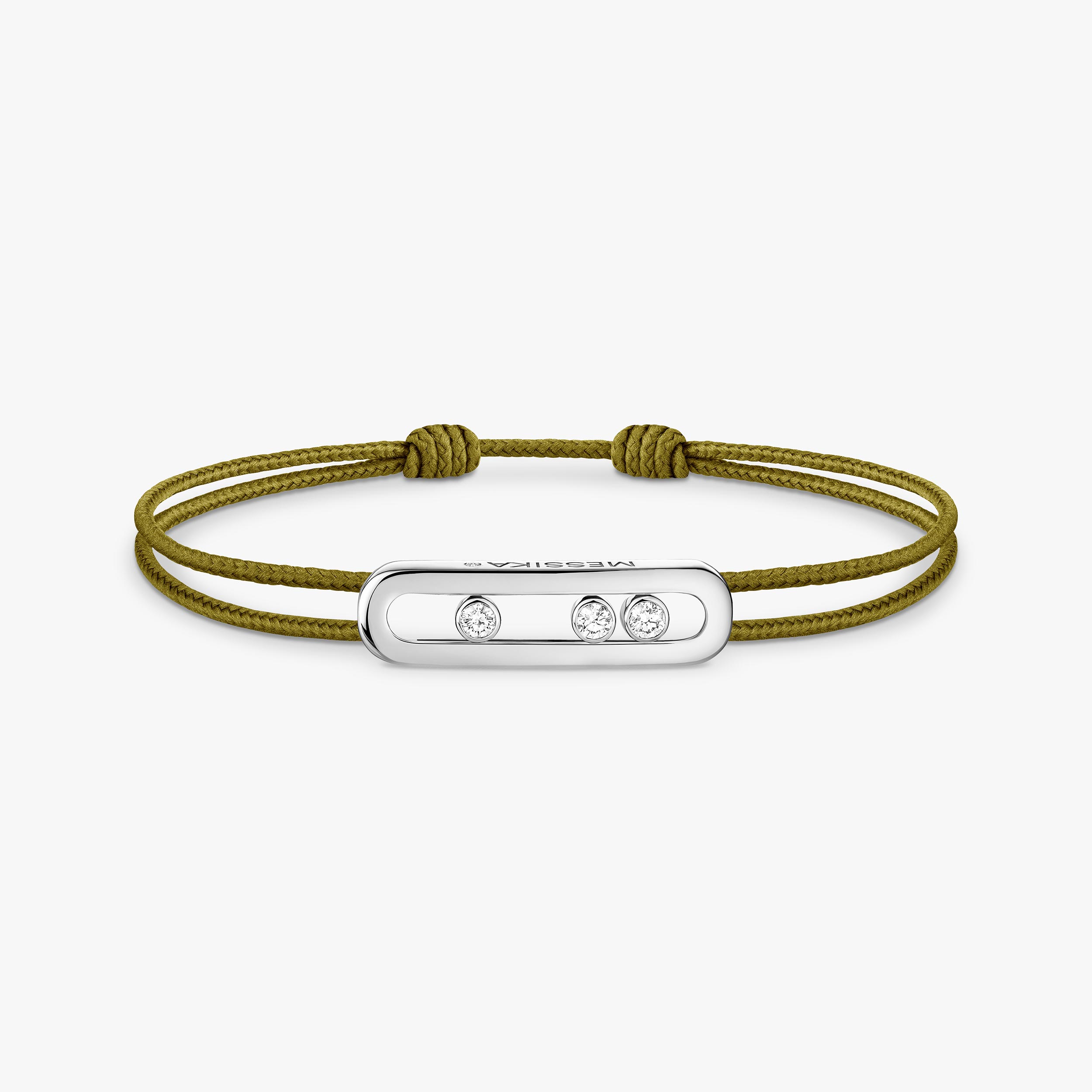 Messika CARE(S) Khaki Cord Bracelet White Gold For Her Diamond Bracelet 14097-WG