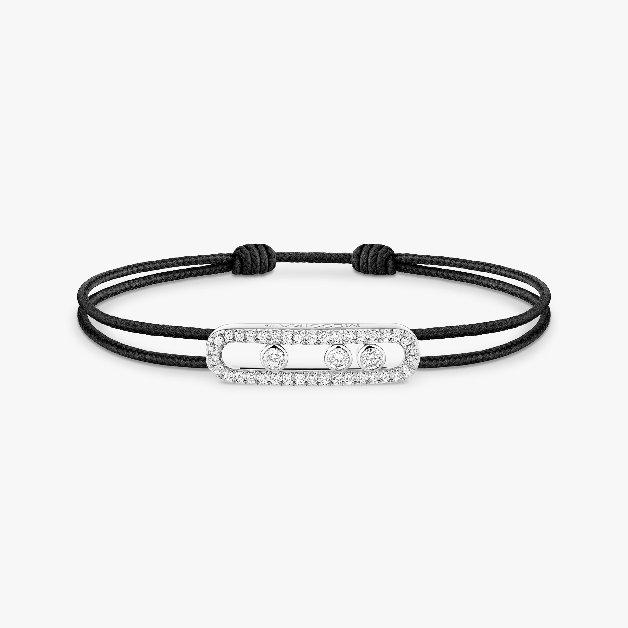 Bracelet For Her White Gold Diamond Messika CARE(S) Black Cord Pavé Bracelet 14141-WG