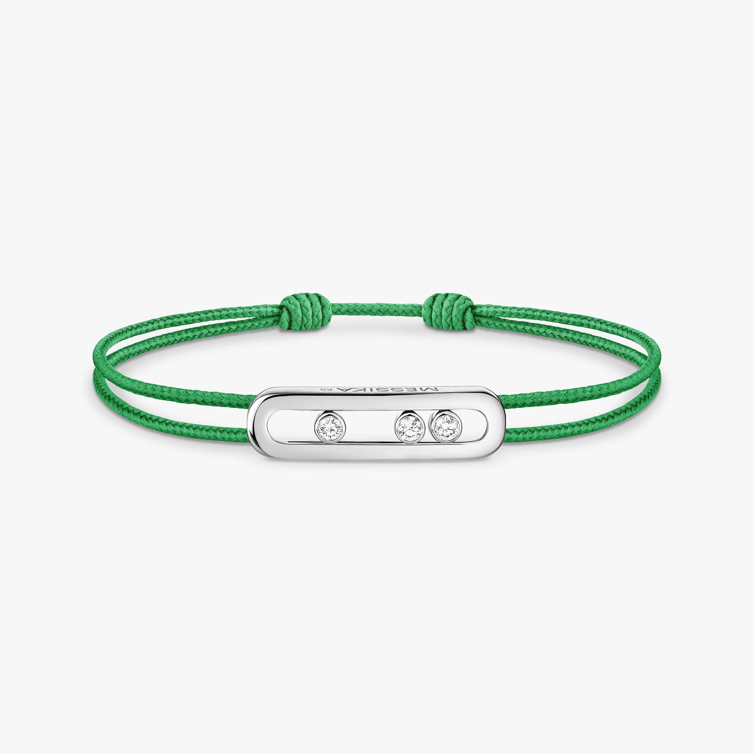 MESSIKA CARE(s) Diamond Green Cord Bracelet in White Gold