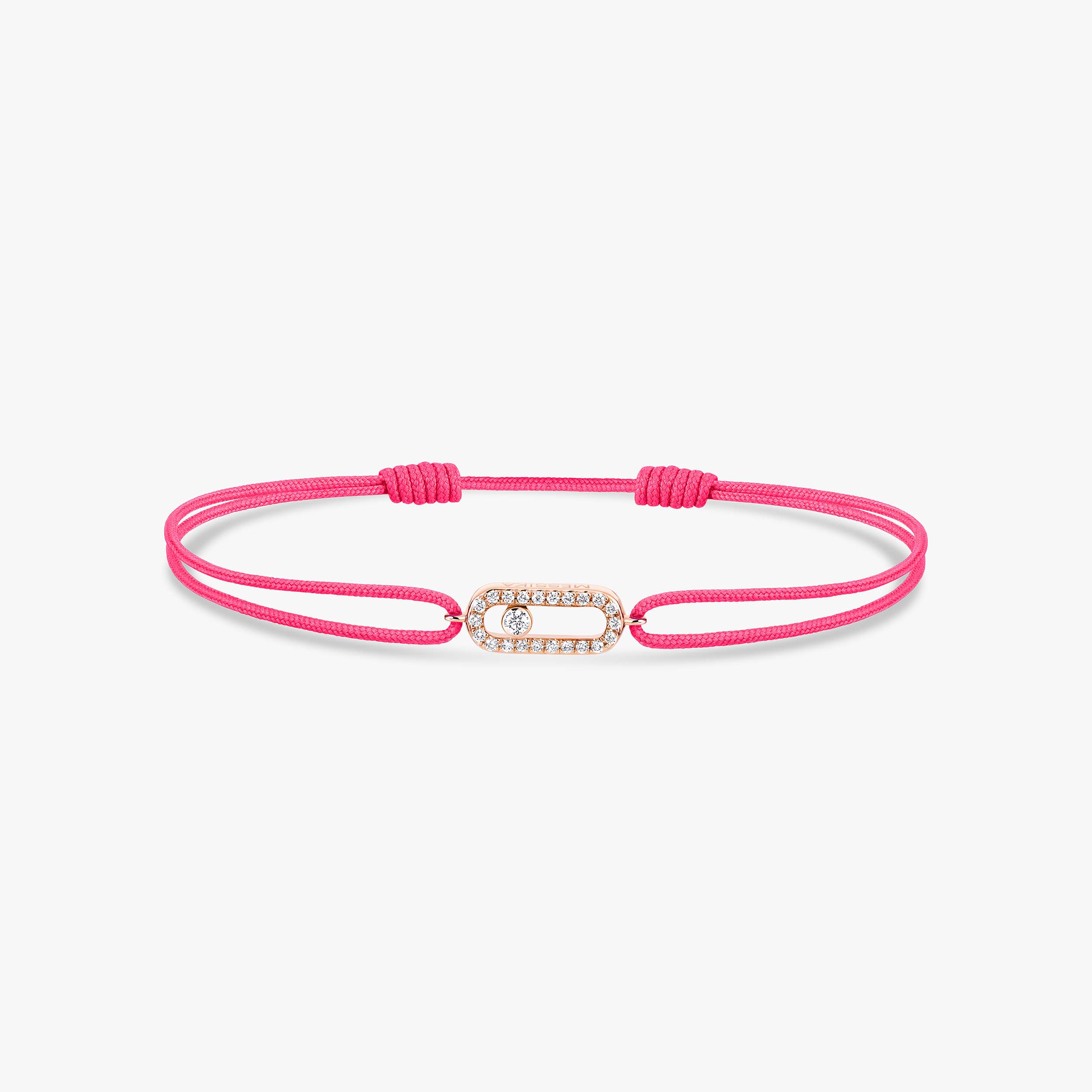 Move Uno Pink Cord Diamond Bracelet in Pink Gold | Messika 13290-PG