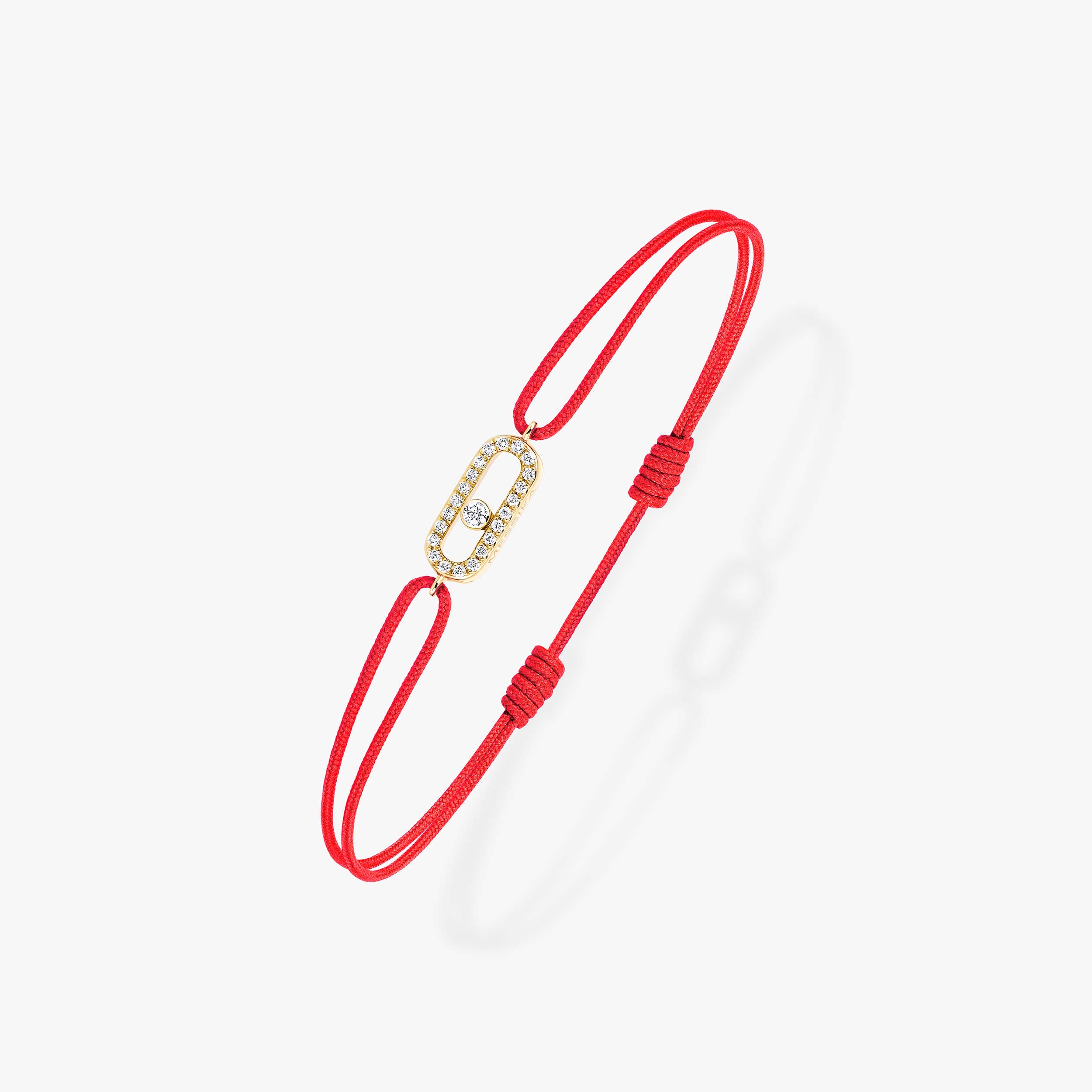 Move Uno Red Cord Diamond Bracelet in Yellow Gold | Messika 13211-YG