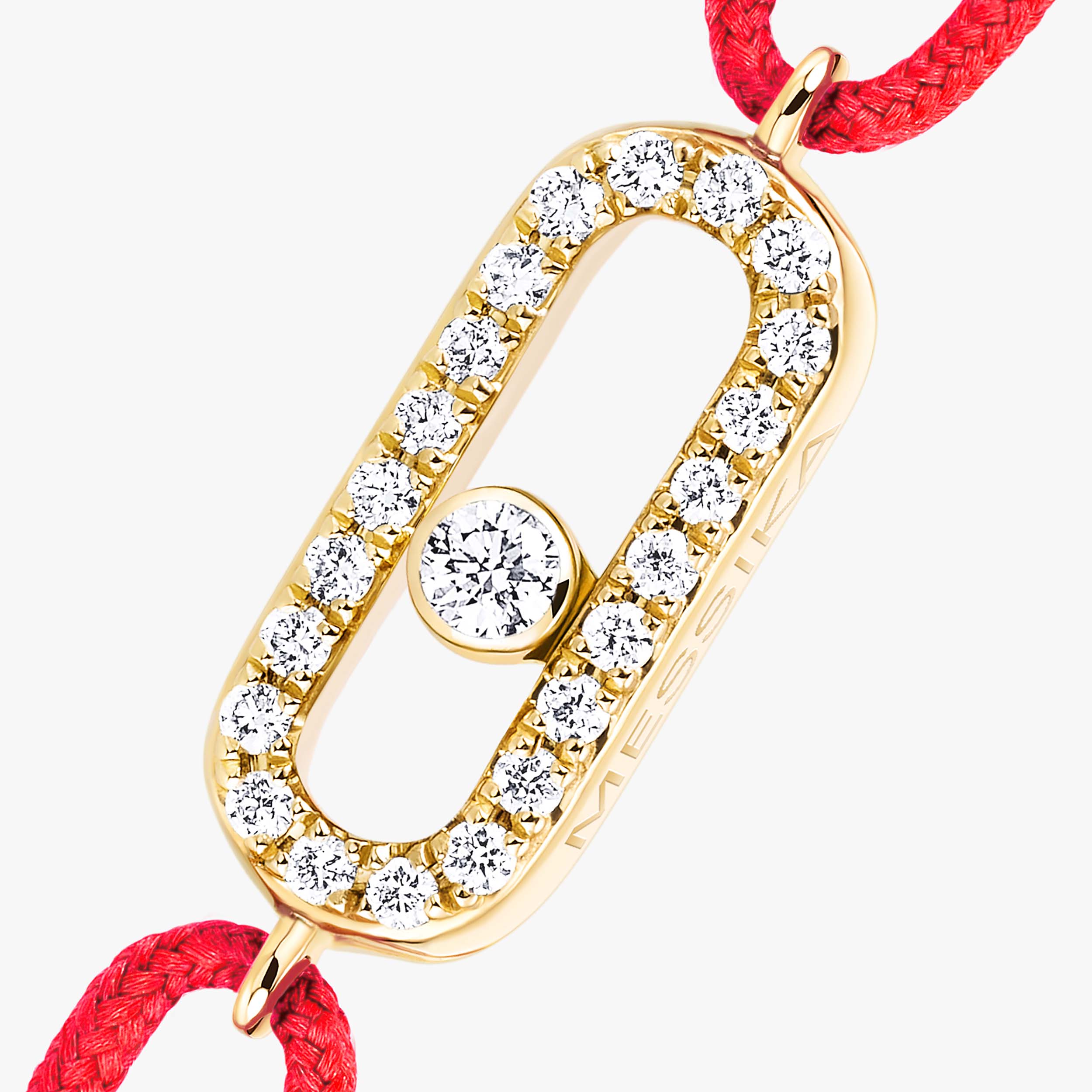 BRIESTA マーブル レッド ゴールゼロ/Queue付 Move Uno Red Cord Diamond Bracelet in Yellow Gold | Messika 13211-YG
