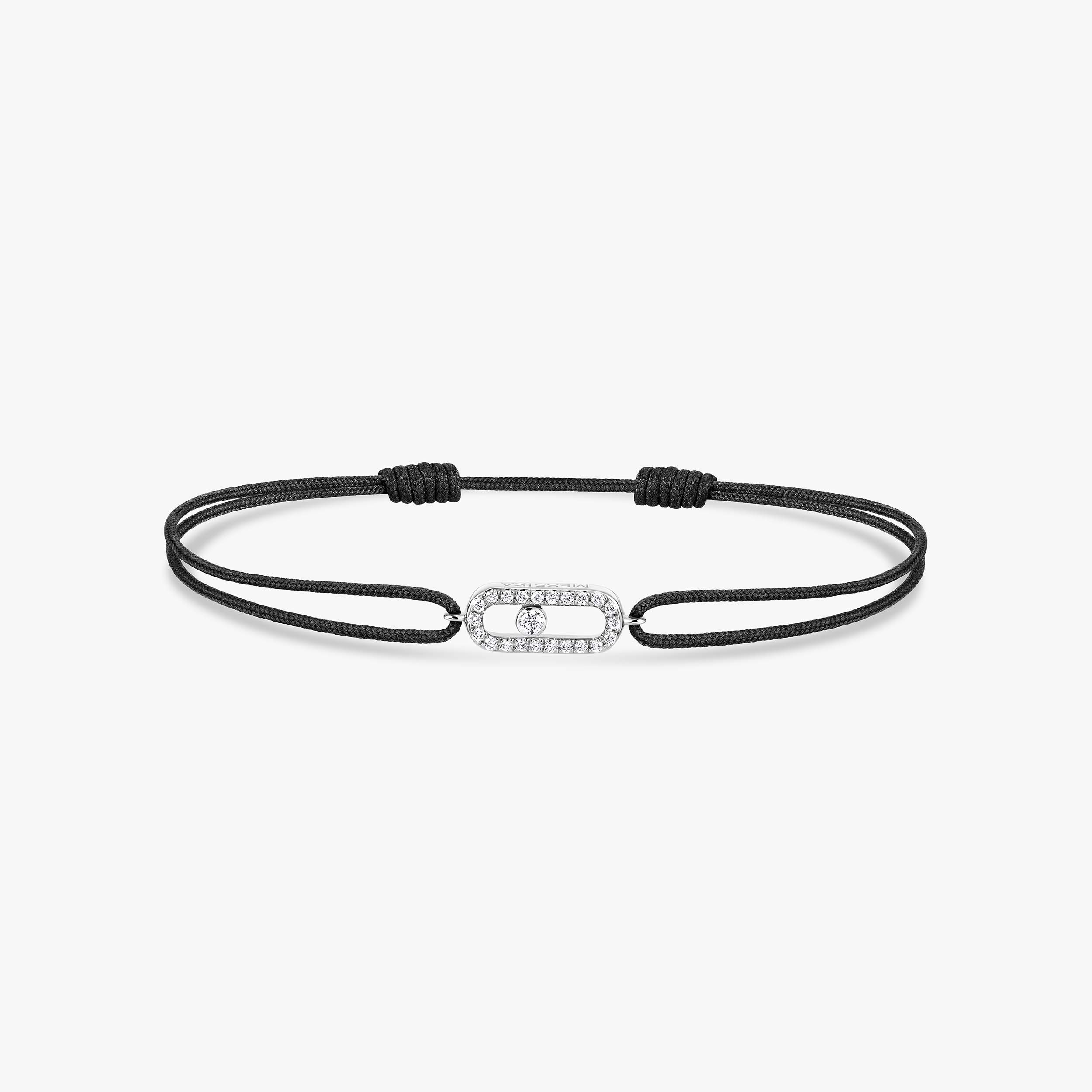 Pulsera Mujer Oro blanco Diamante Cordón Move Uno Negro 13209-WG