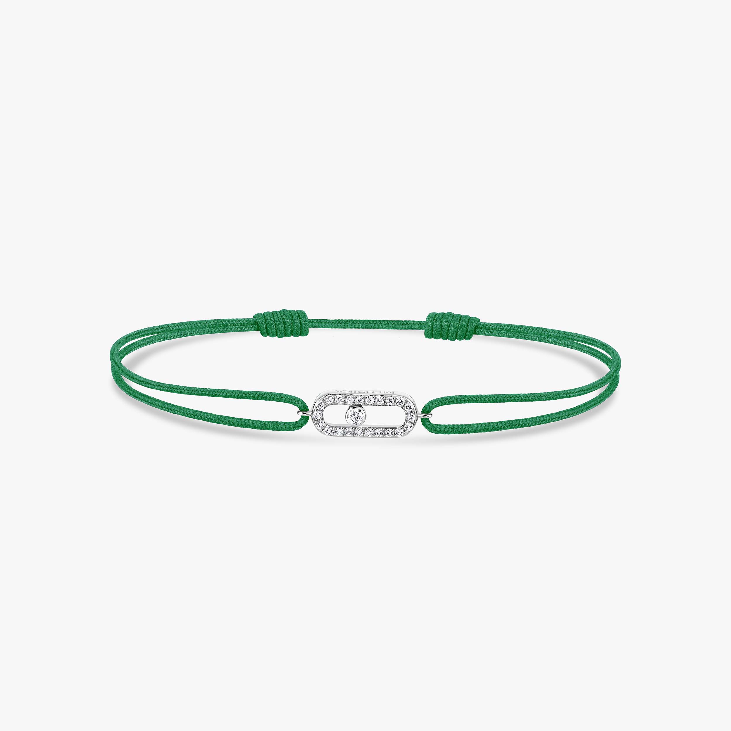 Move Uno Green Cord Bracelet White Gold For Her Diamond Bracelet 13862-WG