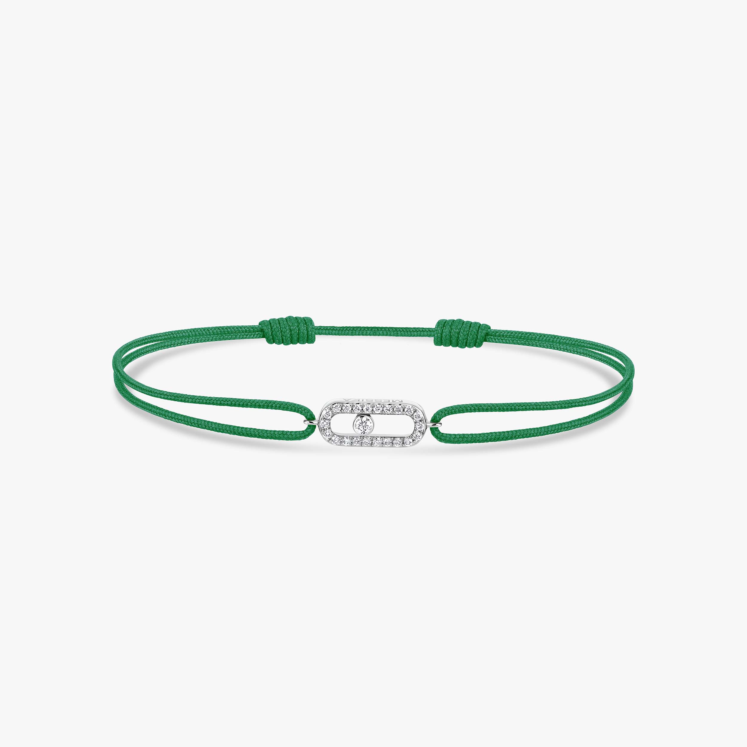 Bracelet Femme Or Blanc Diamant Cordon Move Uno Vert 13862-WG