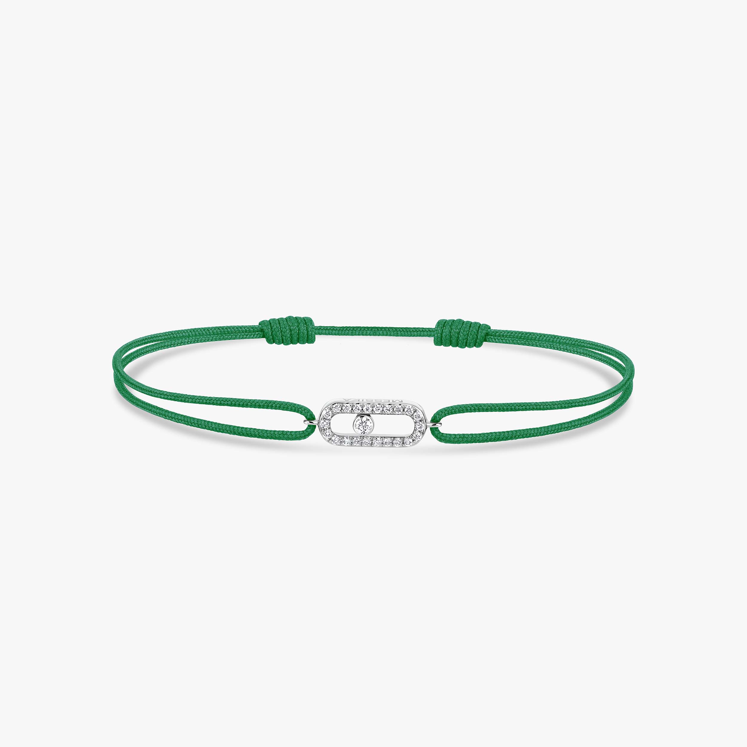 Bracelet Femme Or Blanc Diamant Cordon Move Uno Vert 13862-WG