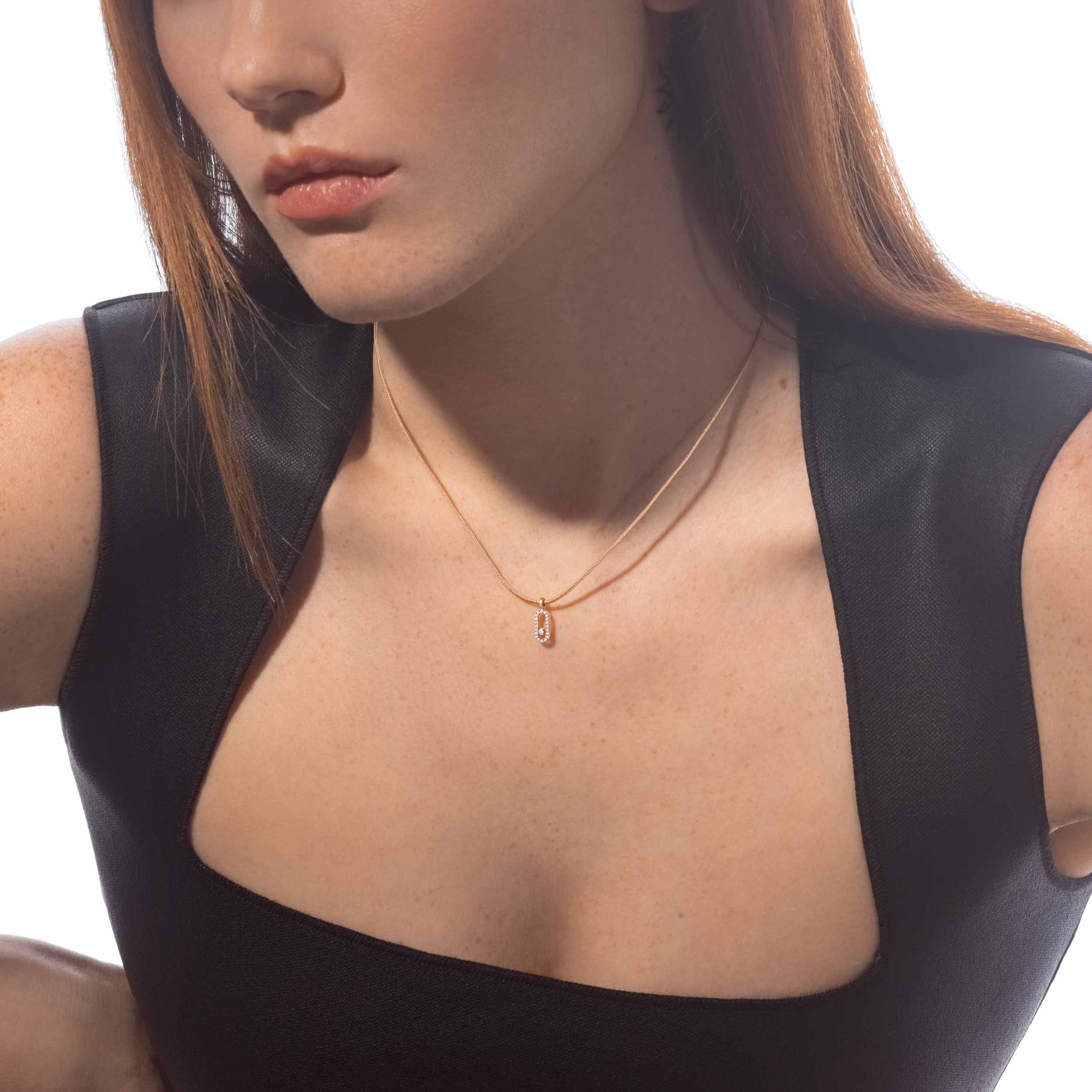 MESSIKA CARE(s) Diamond Pavé Beige Cord Necklace in Yellow Gold