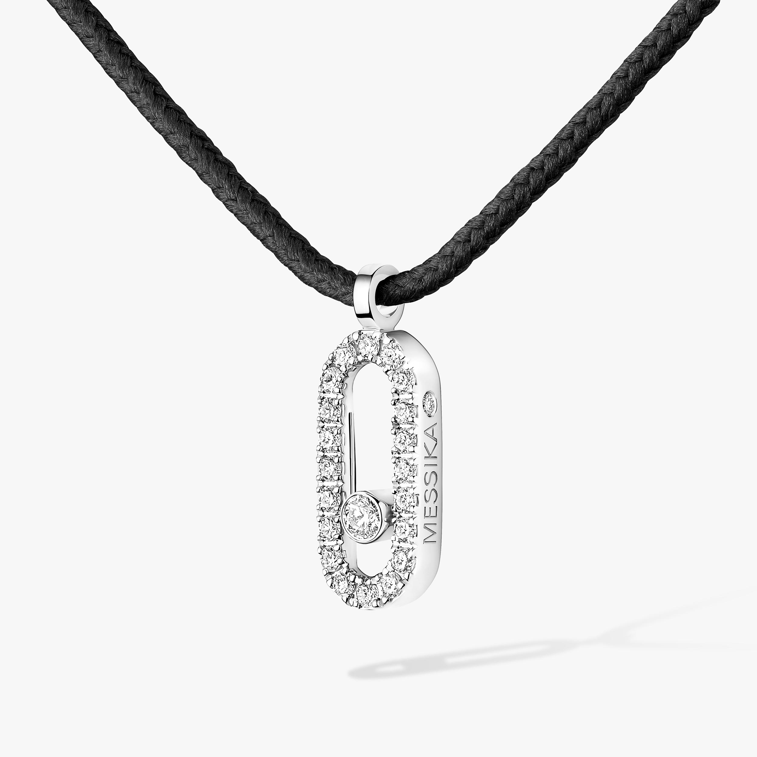 Messika CARE(S) Black Cord Pavé Bracelet White Gold For Her Diamond Necklace 14142-WG