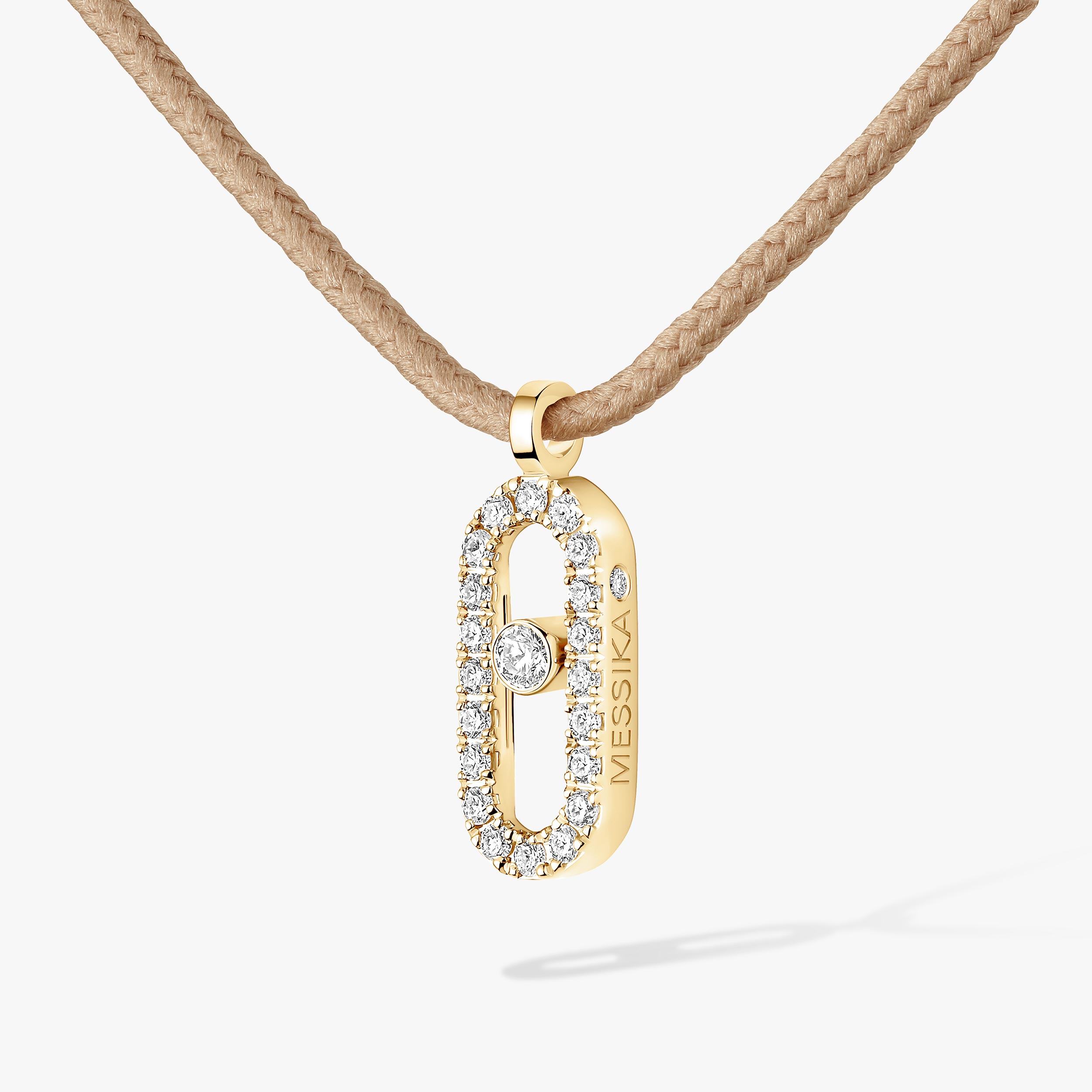 MESSIKA CARE(s) Diamond Pavé Beige Cord Necklace in Yellow Gold